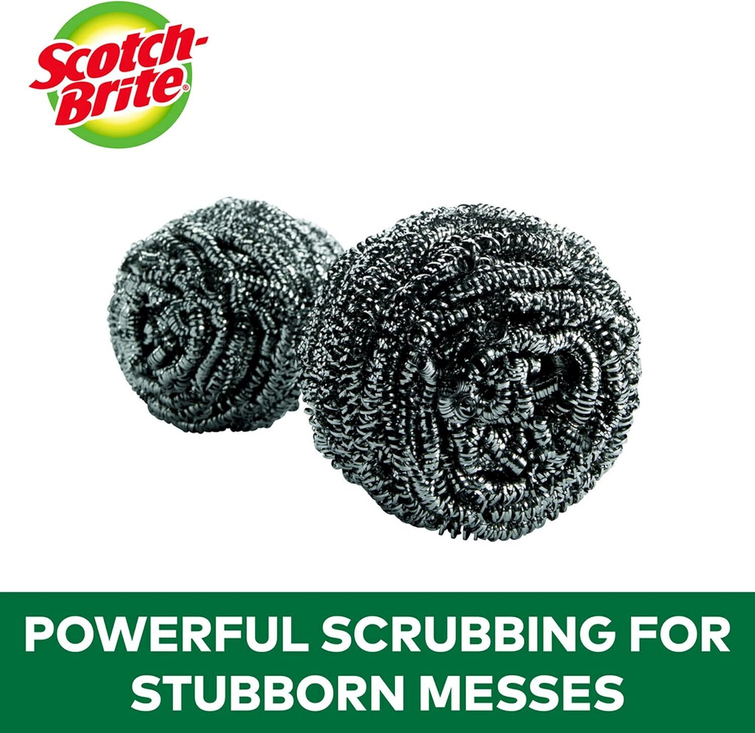 Scotch-Brite Stainless Steel Scrubber, Dish Scrubbers – 3 Scrubbers