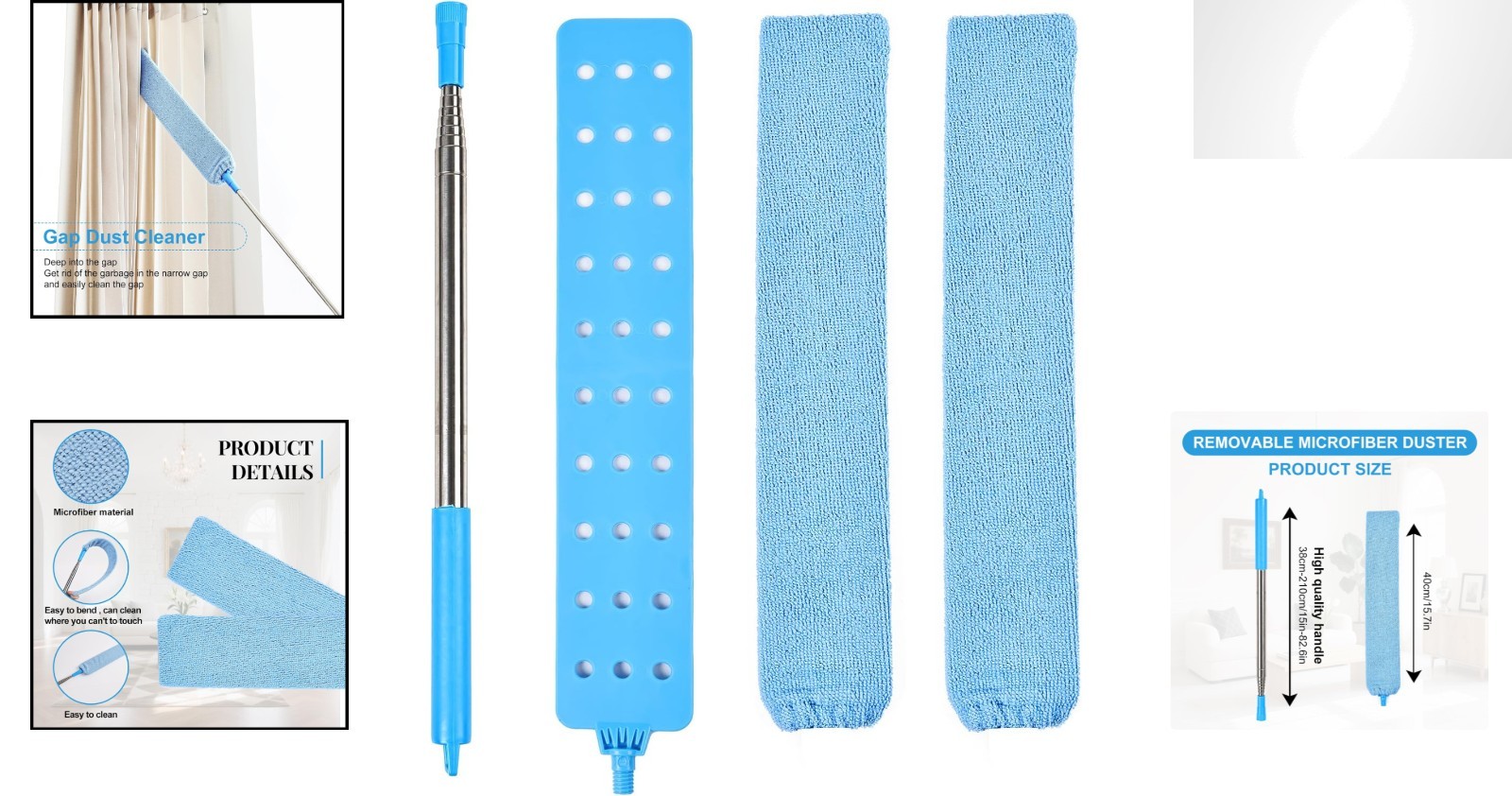 Retractable Gap Duster with 2 Washable Microfiber Cloths – Eco-Friendly Clean…