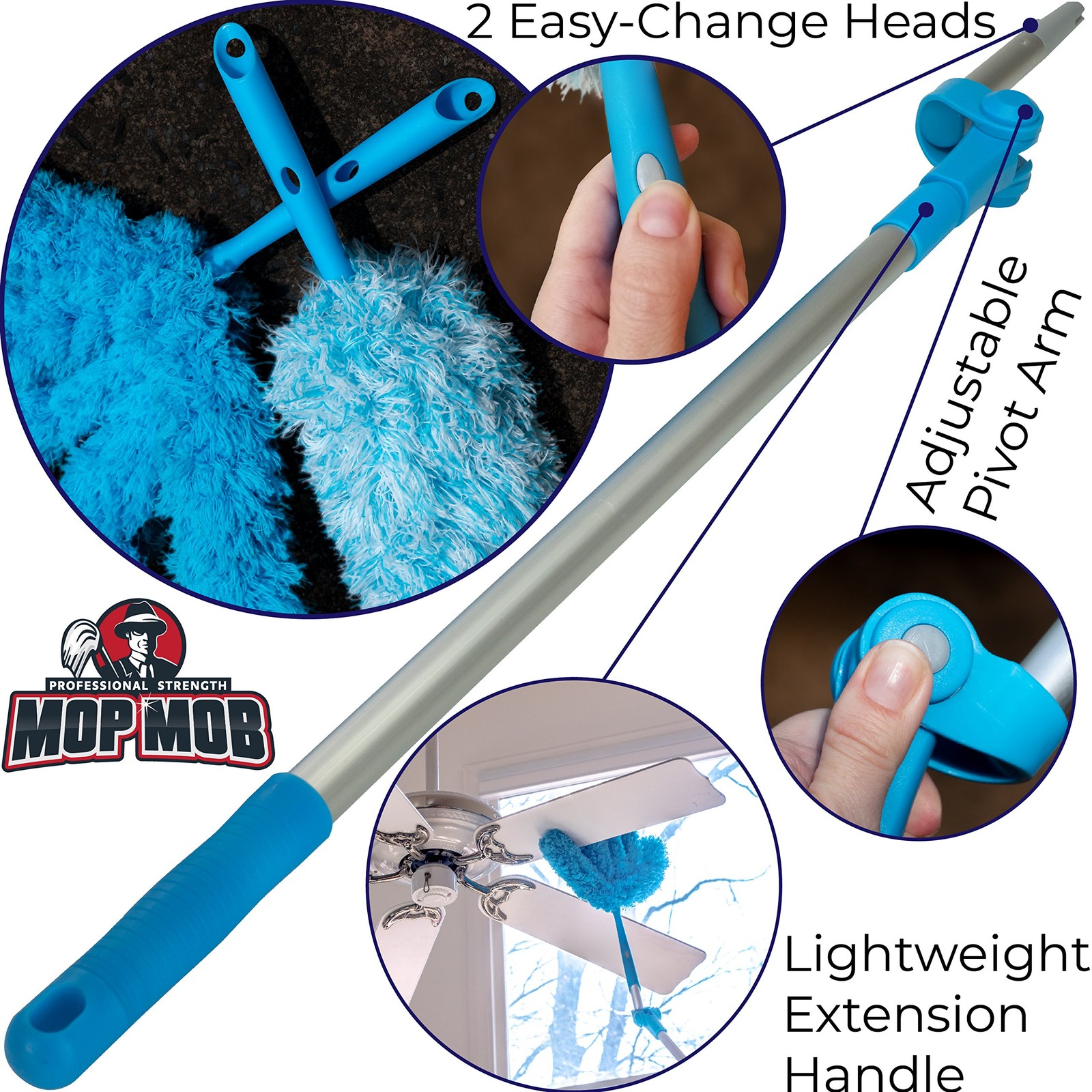 Extendable Washable Microfiber Duster and Blind Cleaner w/Pivoting Head and E…