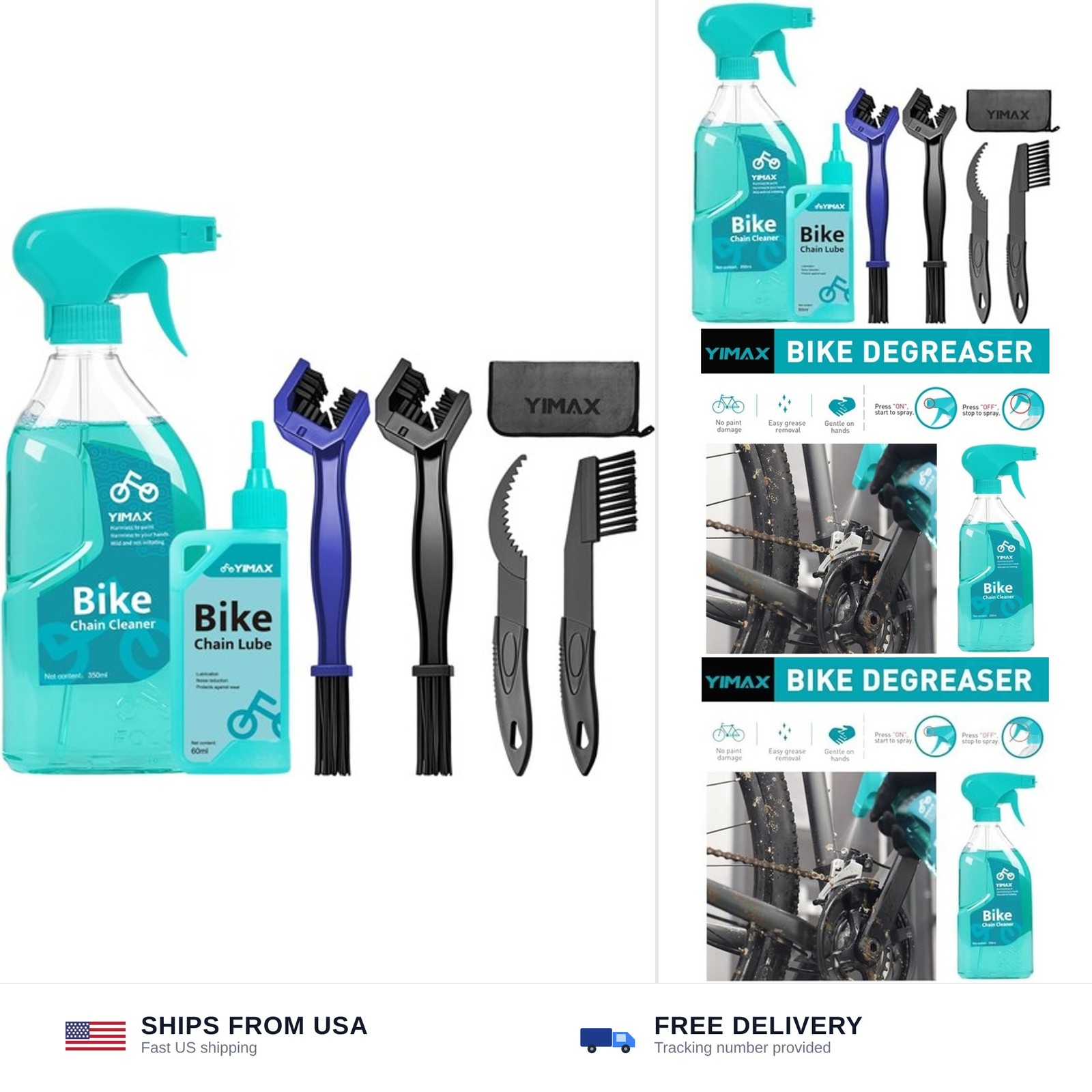 Bike Chain Cleaner Set, Bicycle Cleaning Kit Chain Lube and 500ml Cleaning Sp…