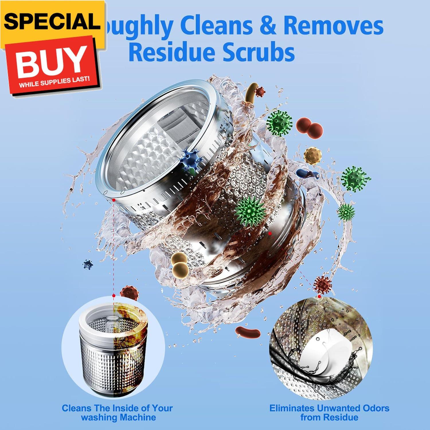 Washing Machine Cleaner Tablets 40 Pack Washer Machine CleaningTablets Descaler,