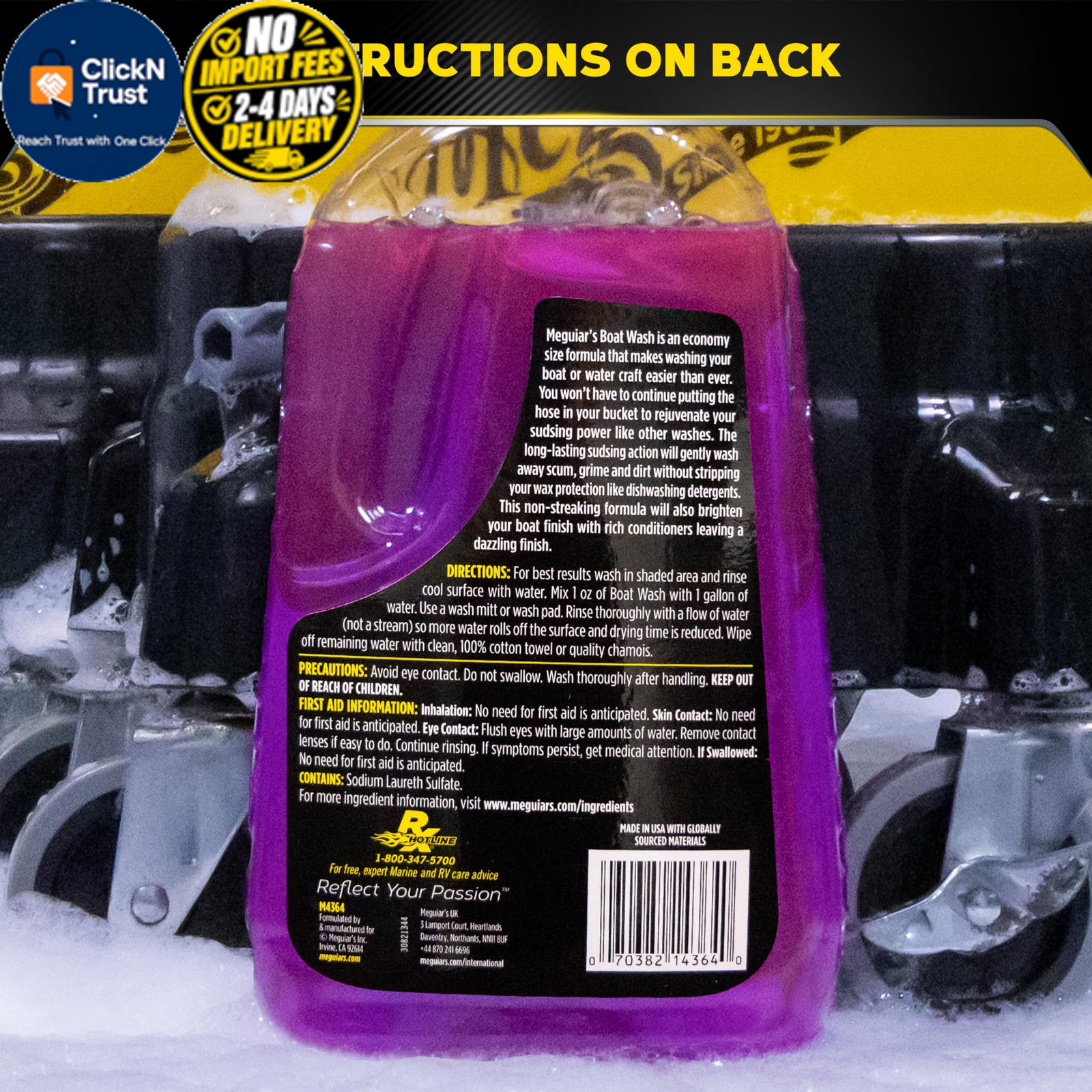 Meguiar’s M43 Marine/RV Boat Wash, pH-Balanced 64 Fl Oz (Pack of 1), PURPLE