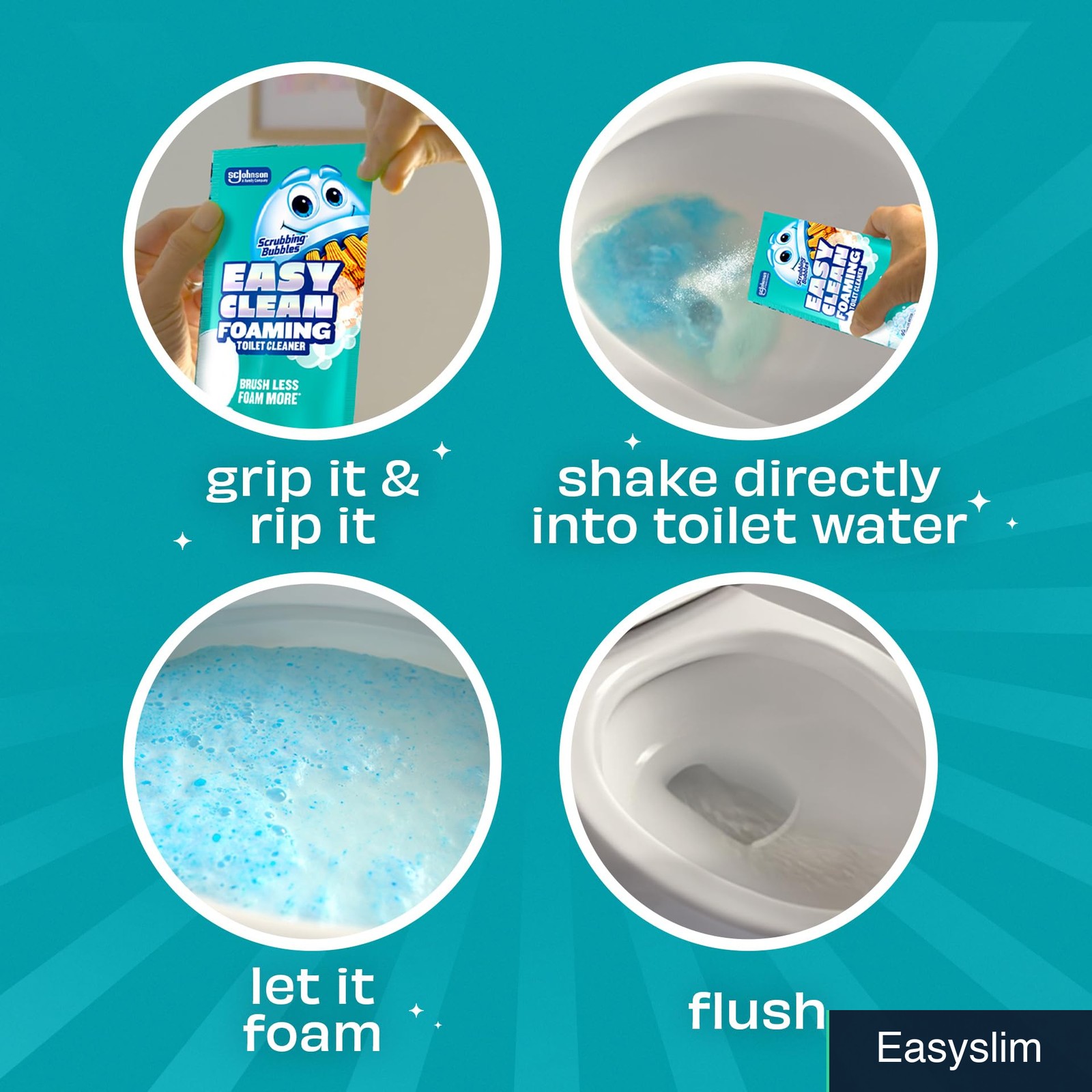Toilet Bowl Cleaner 5 Pack Powder Pouches Foaming Limescale Stain Removal