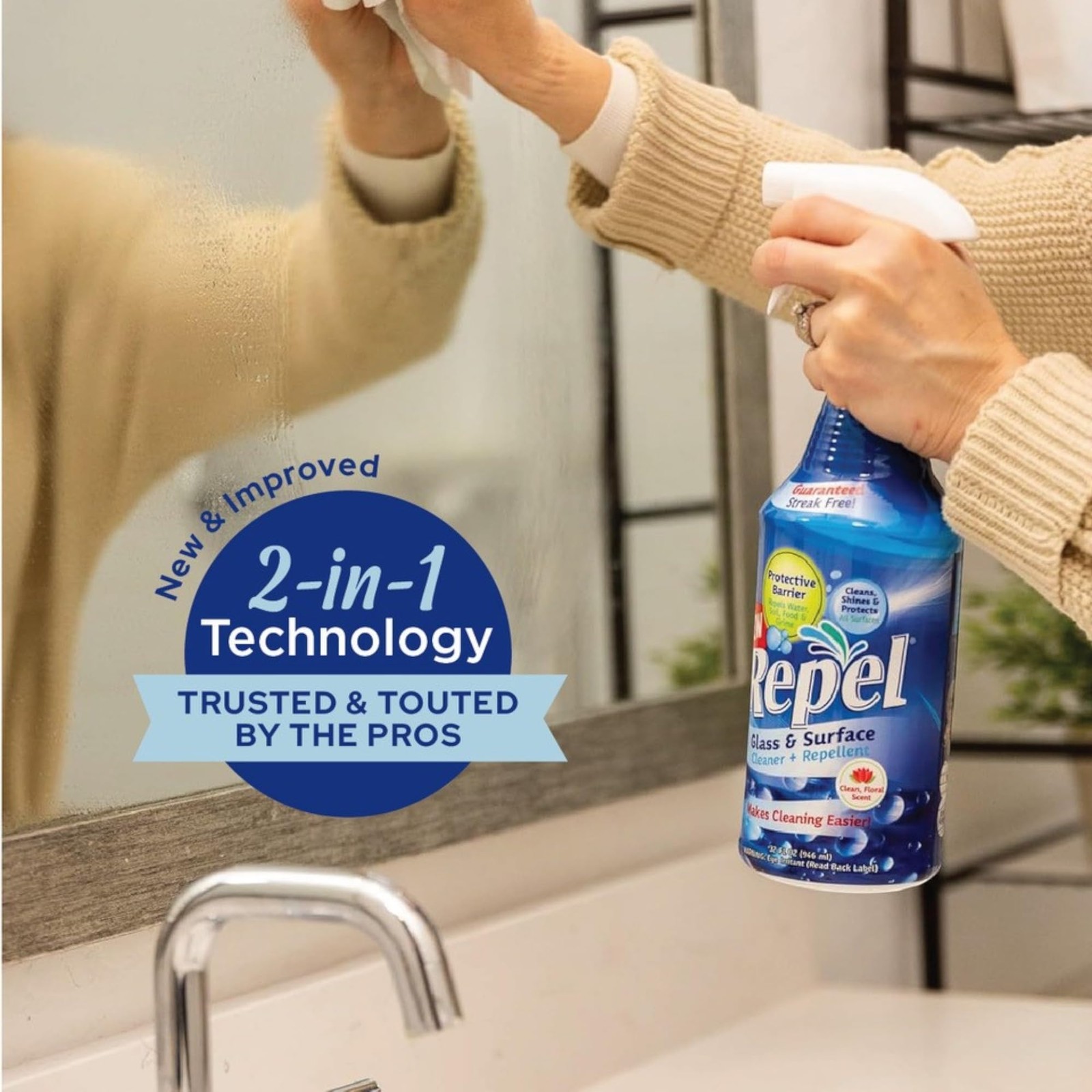REPEL Glass & Surface Cleaner 32 fl. oz. – Cleans & Repels water spots and di…