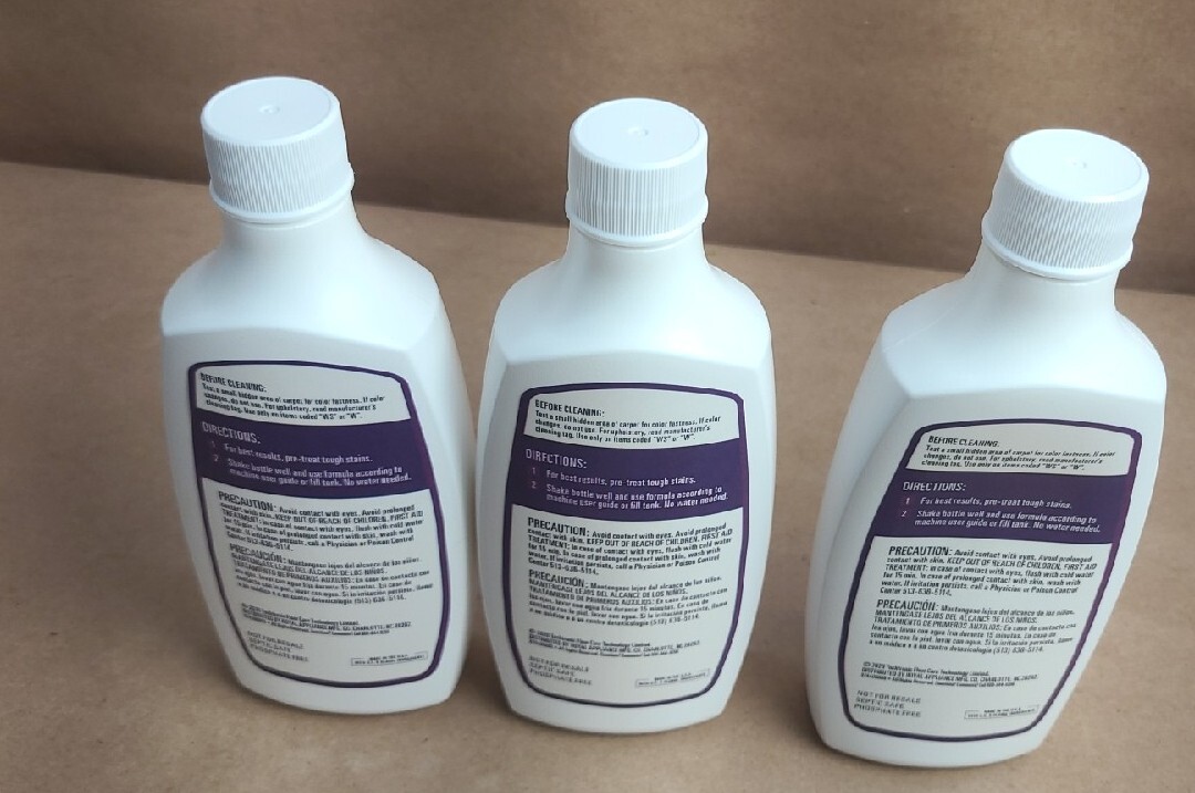 New Lot Of 3 Hoover Paws and Claws Spot Cleaner Carpet Cleaning Formula 6oz