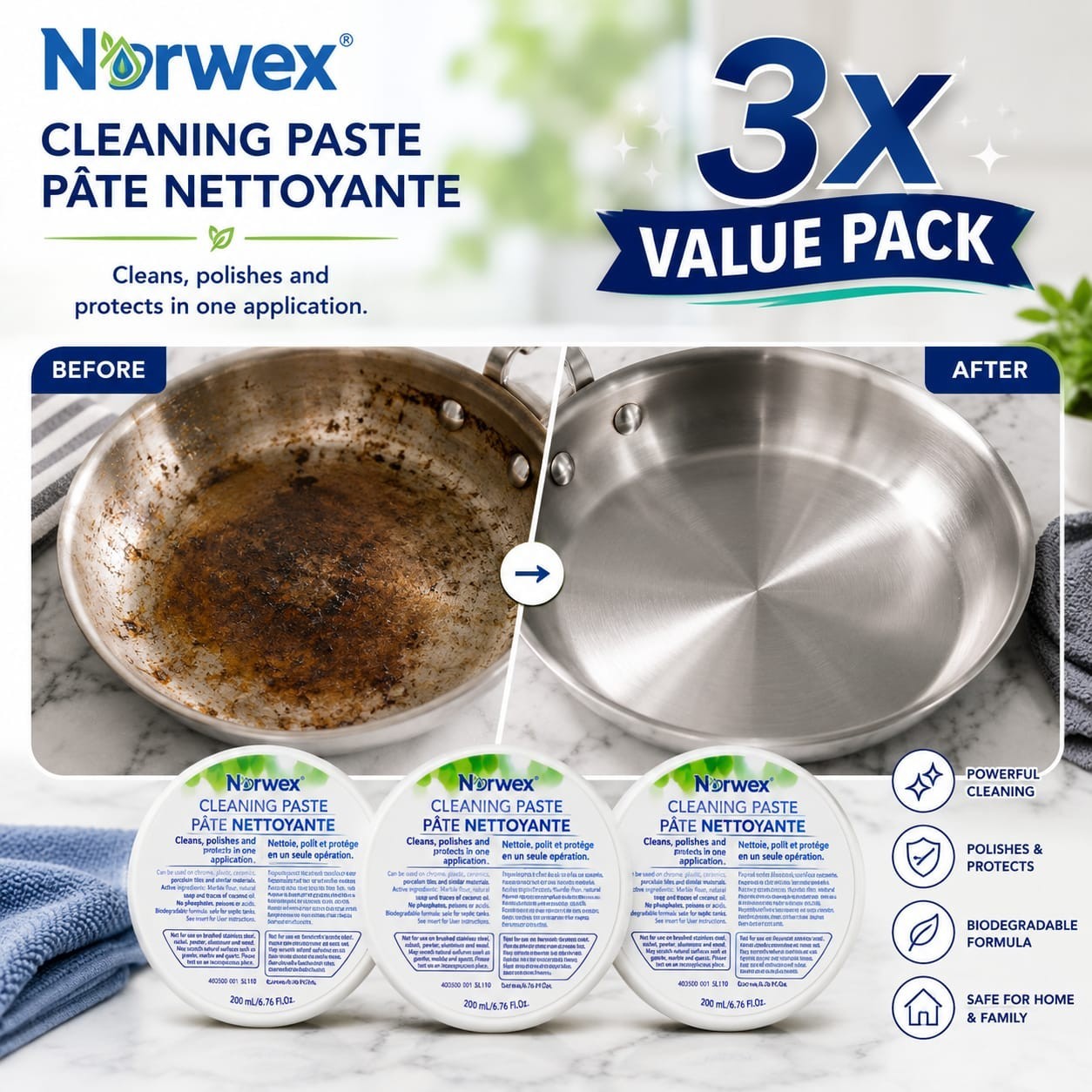 Norwex Cleaning Paste | Multi-Purpose 74 ml Stain Removal, Cleans Dirt & Polish