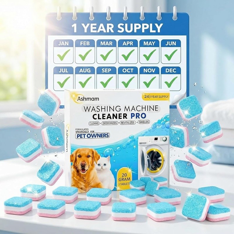 Washing Machine Cleaner Tablets 24 Count Odor Remover Fast Dissolving HE Safe US