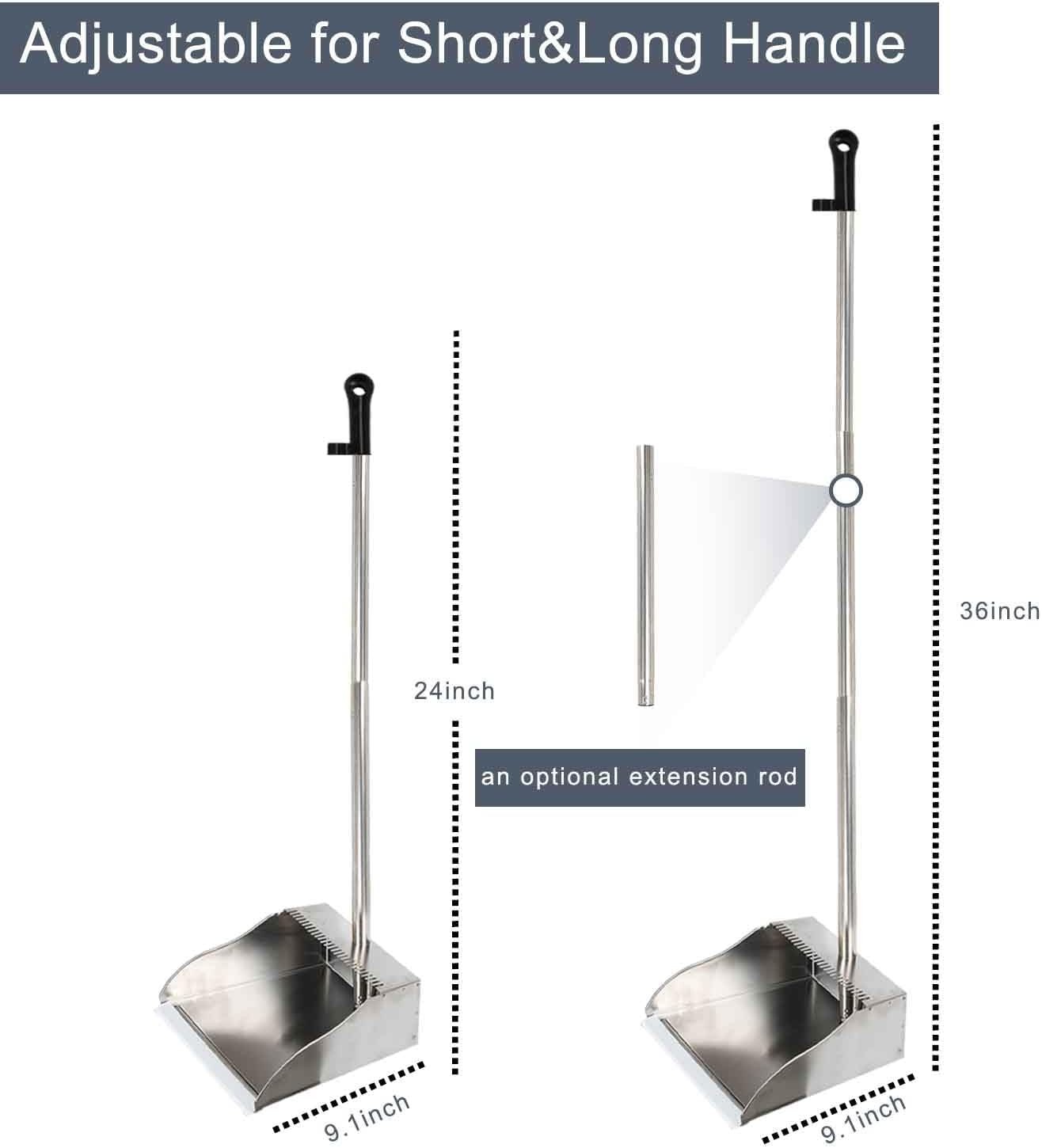 Stainl Steel Dustpan with Outdoor Stiff Bristles Broom, Long Handle