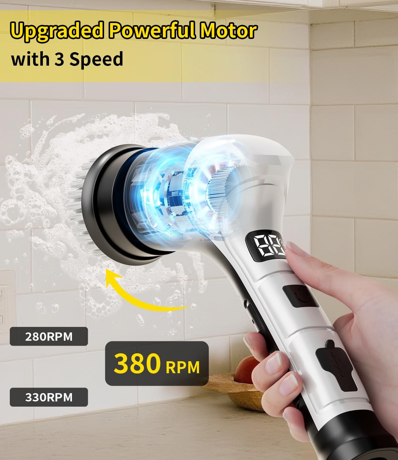 Electric Spin Scrubber, Cordless Household Cleaning Brush with 6 Replaceable …