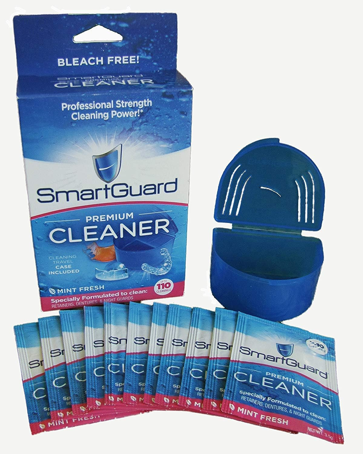 Premium Cleaner Crystals & Cleaning Case -(110 Cleanings)- Removes Stain, Plaque