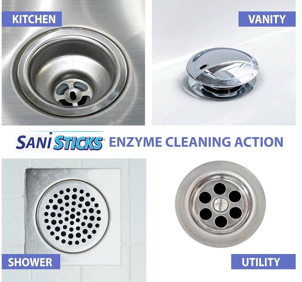SANI 360° Sani Sticks Drain Cleaner and Deodorizer, 24 Count, Lemon Scent Enz…