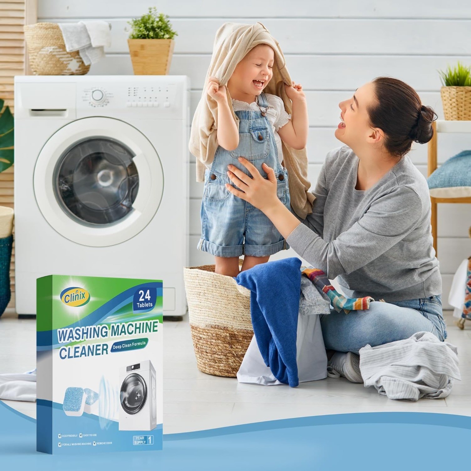 24 Pack of Washing Machine Cleaner Tablets for Front Load & Top Load Washer