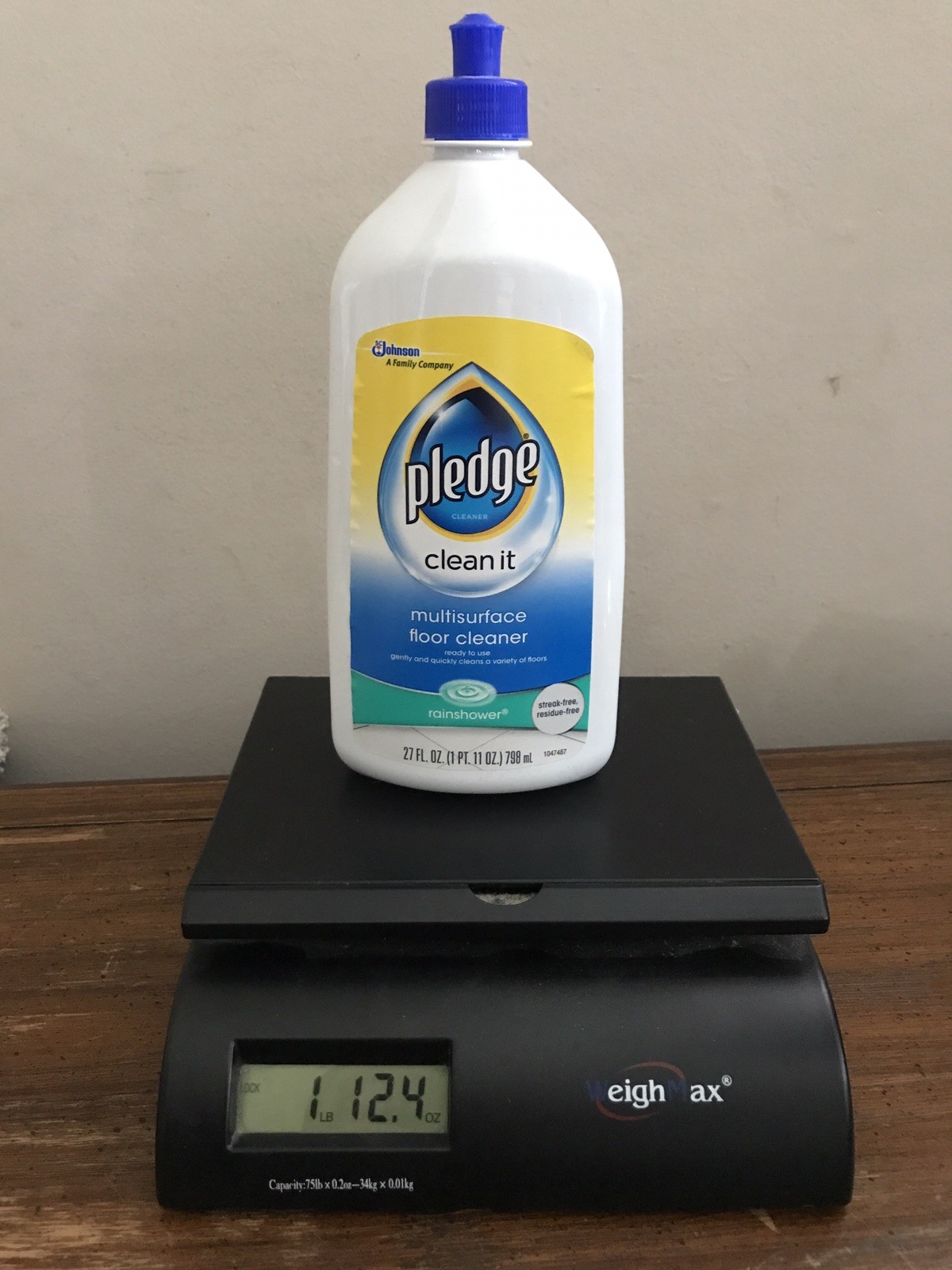 Pledge Clean It Multisurface Floor Cleaner Rainshower – 27oz. – Roughly 95% Full