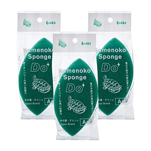 Kamenoko Sponge Do Leaf Shape Green 3pcs Set Japanese Kitchen Scrubber Japan