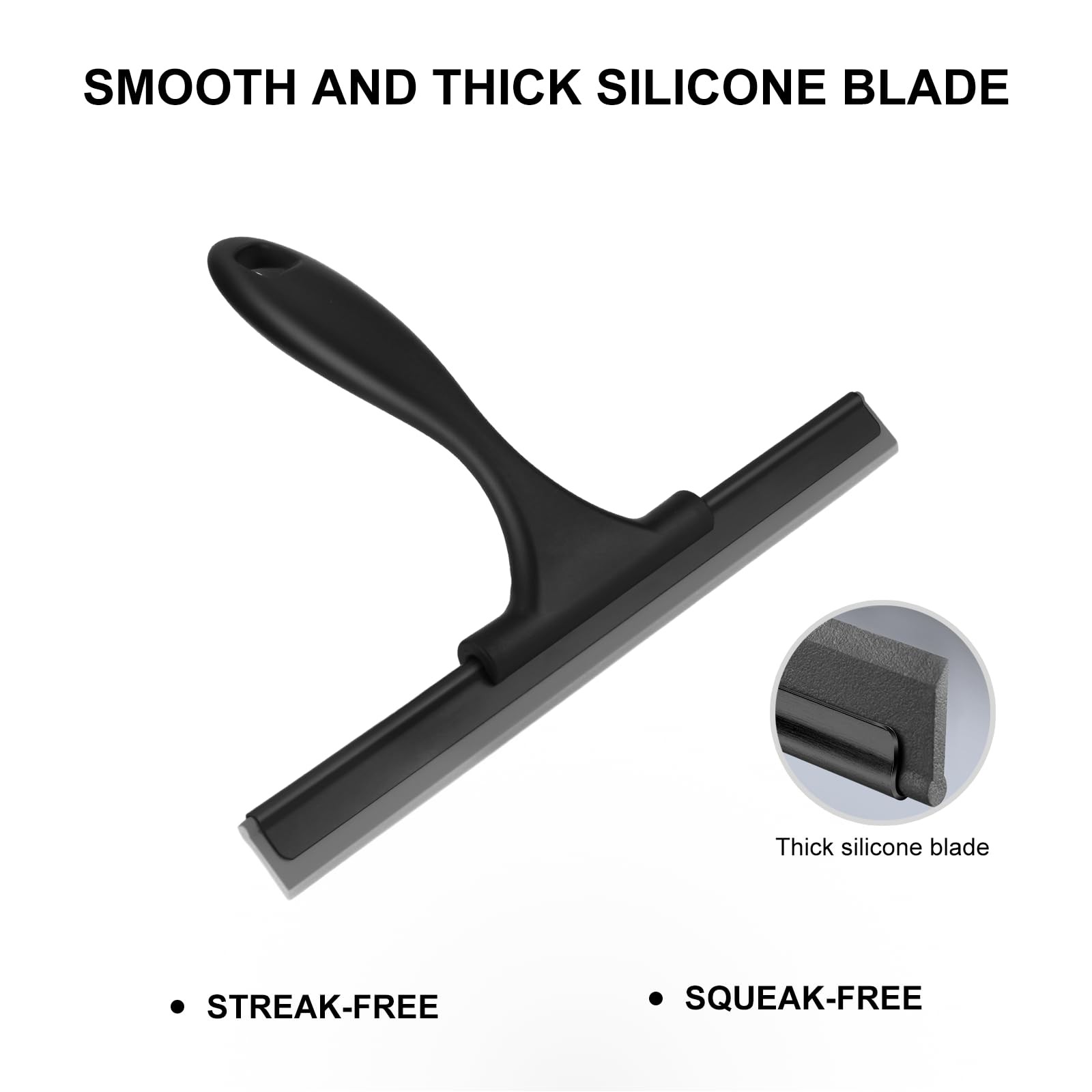 Shower Squeegee Stainless Steel Silicone Blade 10 Inch for Glass Walls