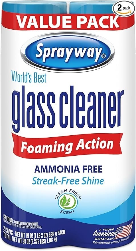 Sprayway Glass Cleaner Foaming Aerosol Spray, 19oz, Pack of 2 NEW