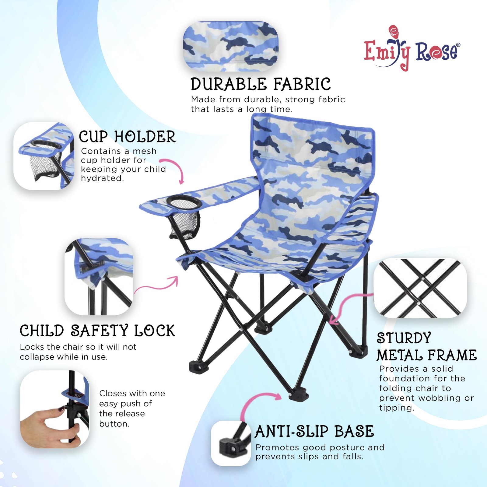 Kids Folding Beach Camp Chair with Safety Lock – Camping Travel Chair for Boy…