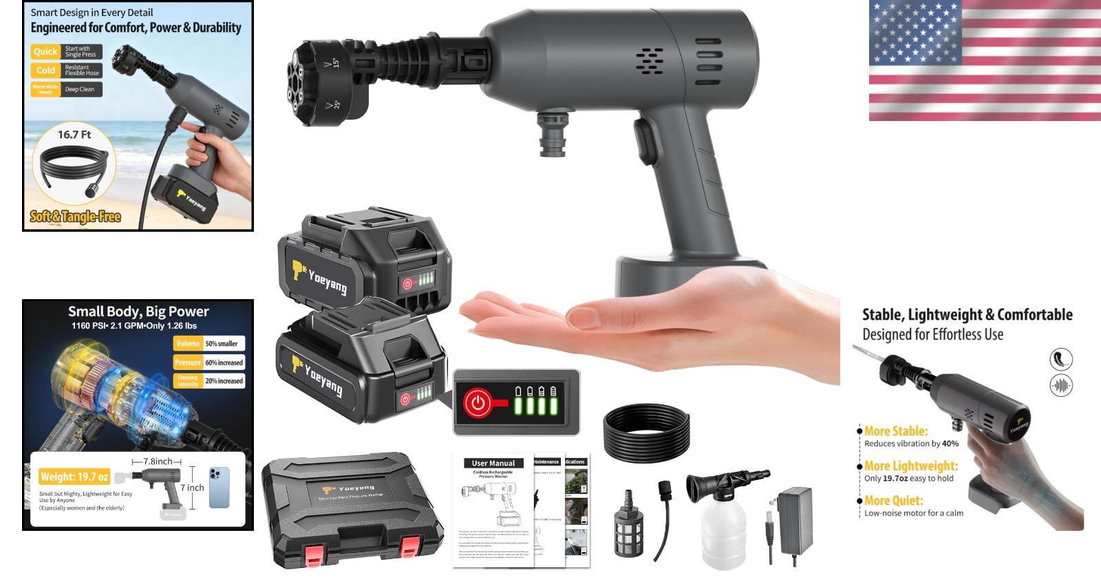 6-in-1 Adjustable Portable Cleaner for Vehicles, Patios & Every Corner Outdoors