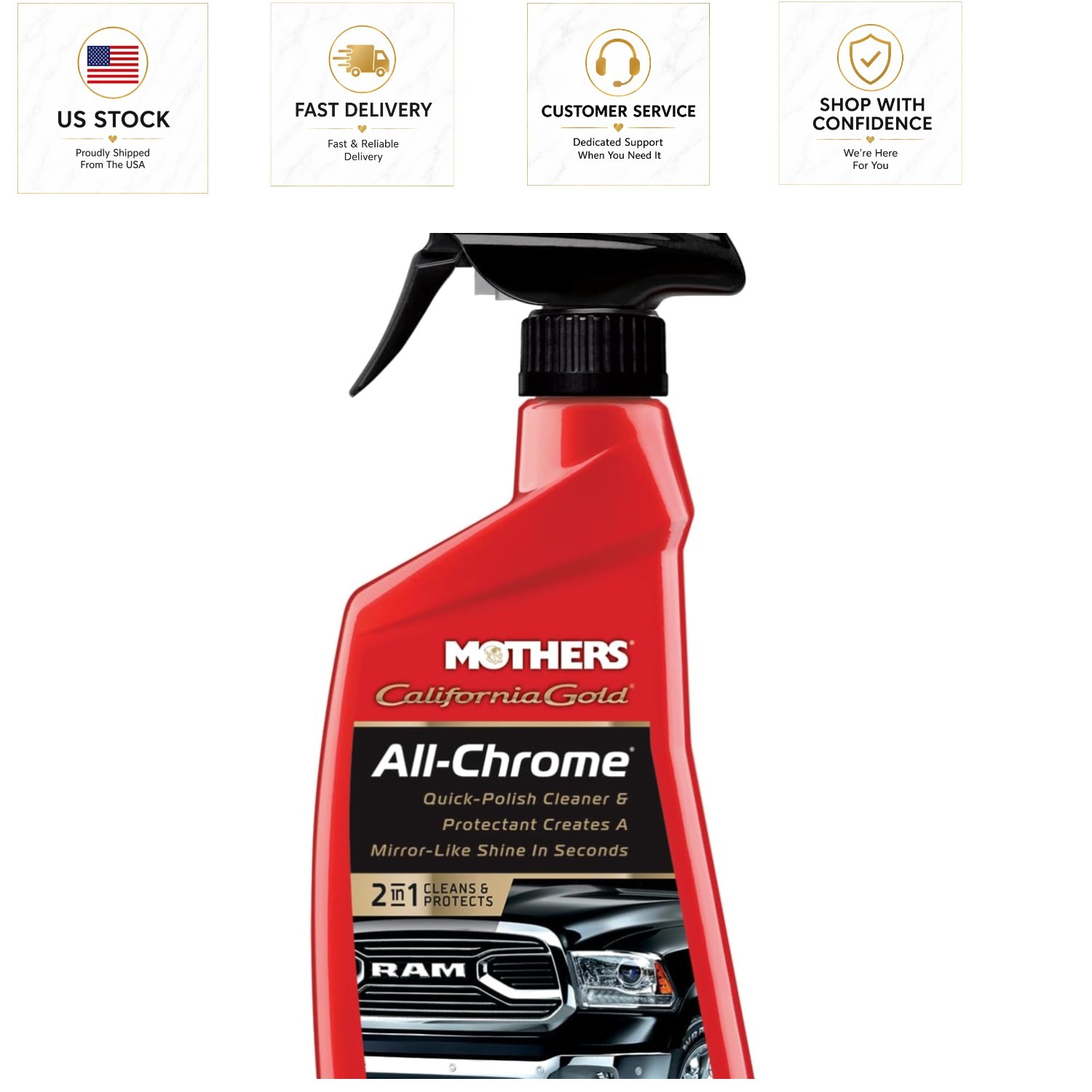 California Gold All-Chrome Polish – 12 oz Spray for Brilliant Shine & Protection