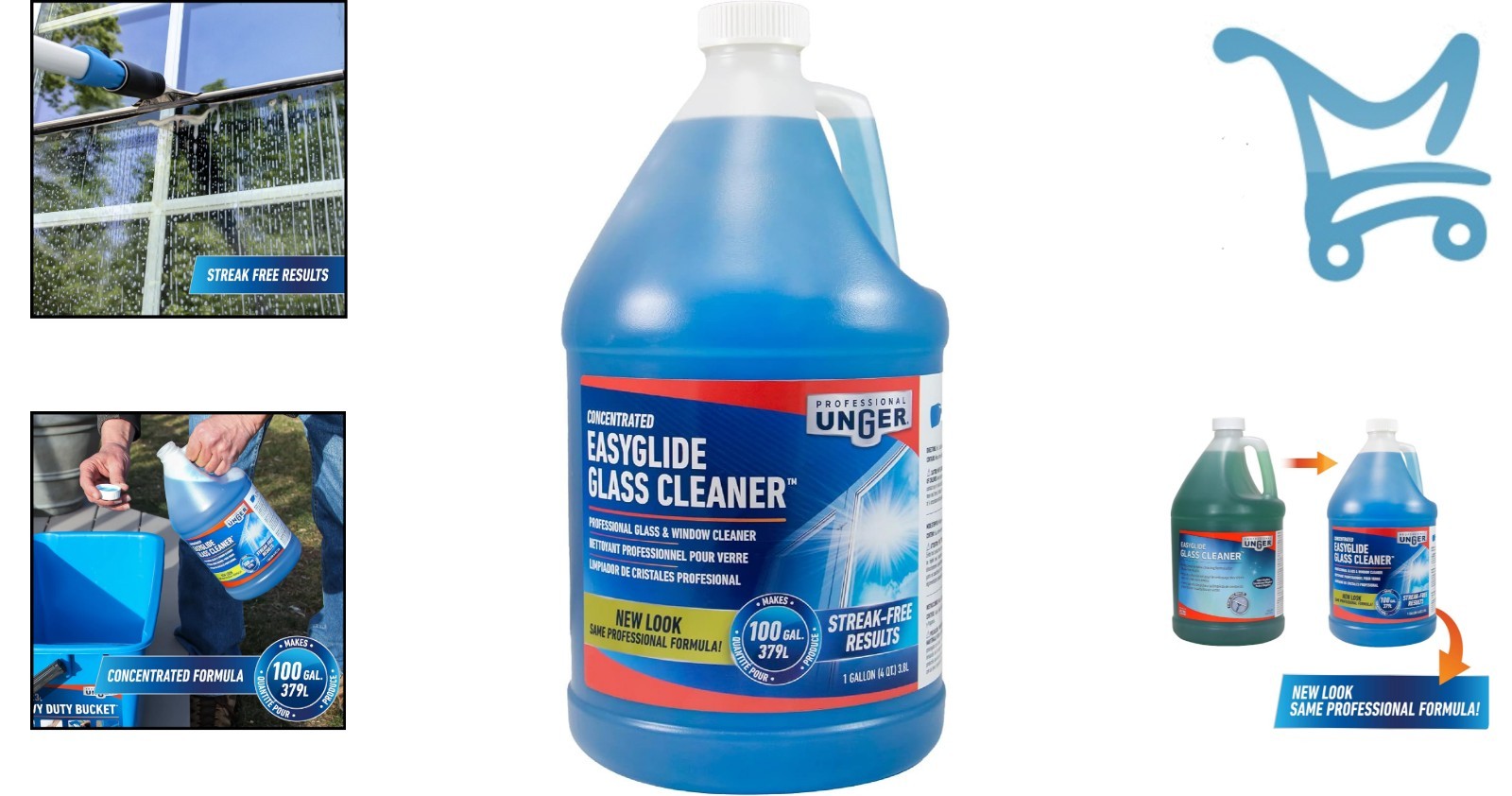 Glass Cleaner Concentrate 1 Gal Streak-Free Ammonia-Free Multi-Purpose Safe f…