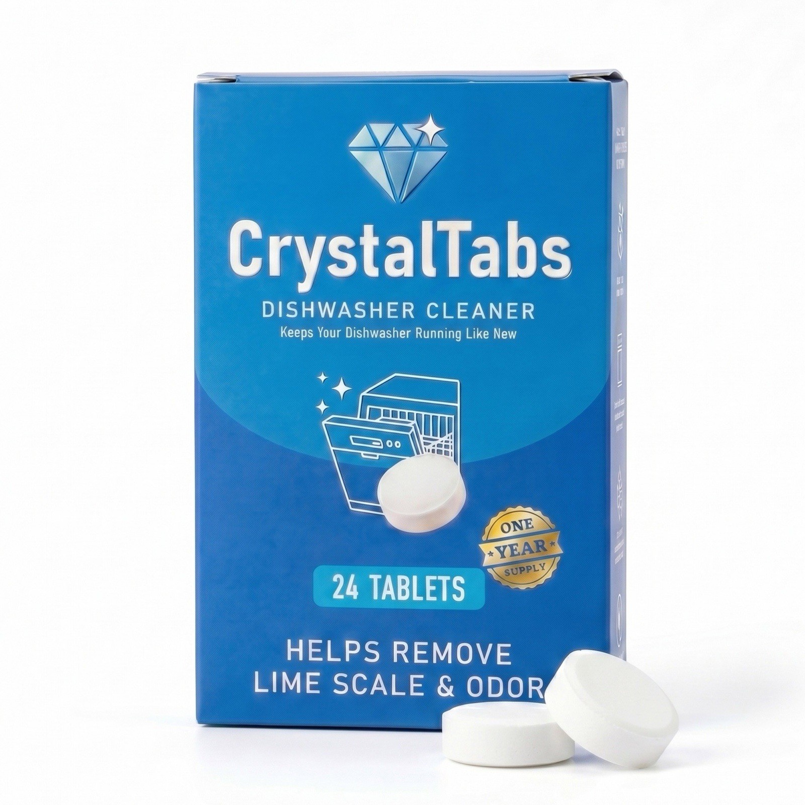 Dishwasher Cleaner Tablets 24 Count, Fragrance-Free, Deep Cleaning Descaler Pods