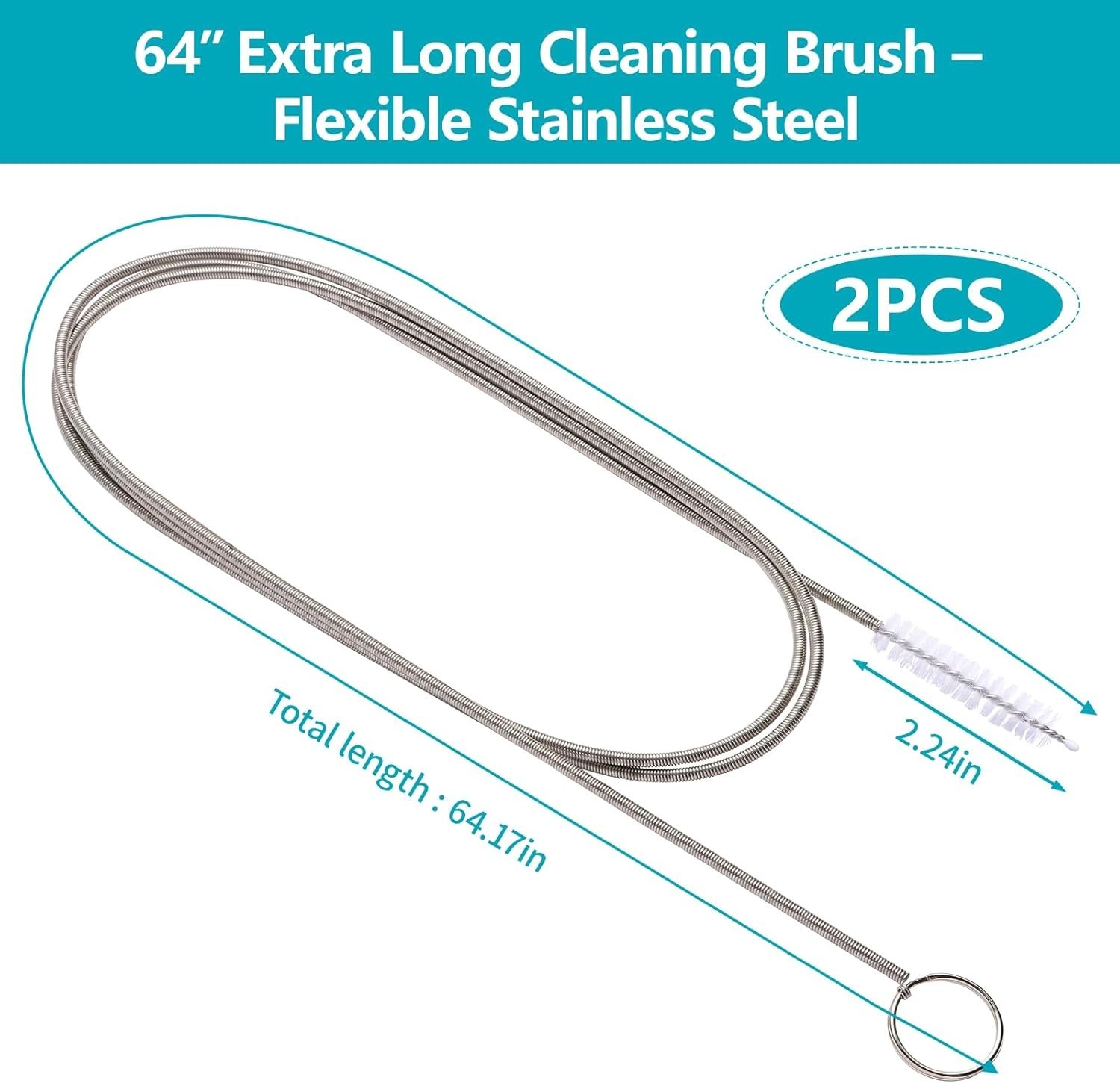 Upgrade 2 Packs Extra Long Drain Cleaners Brush, 64 Inches Flexible Sunroof D…