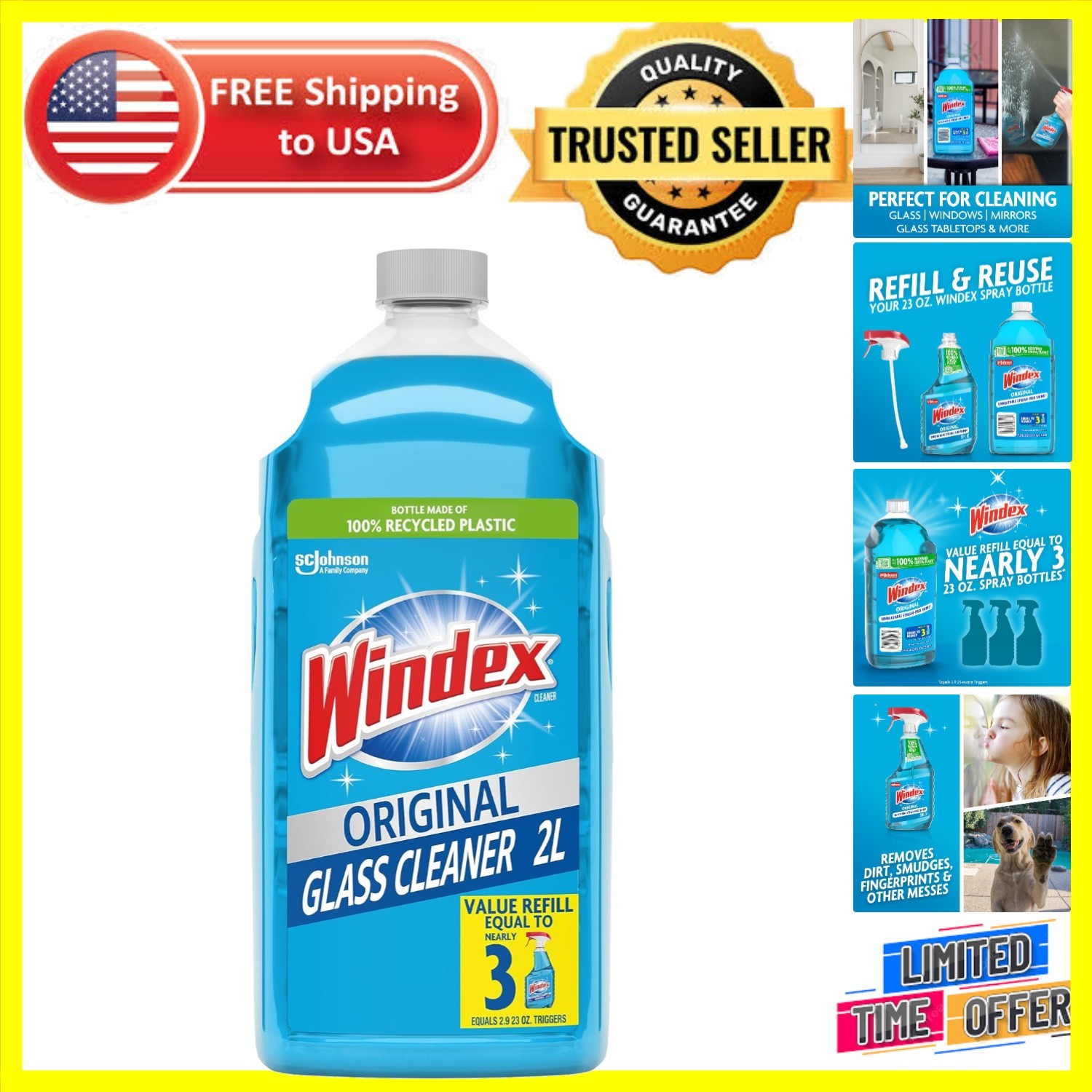67.6 Oz Glass Cleaner – Eco-Friendly Refill for Sparkling Surfaces