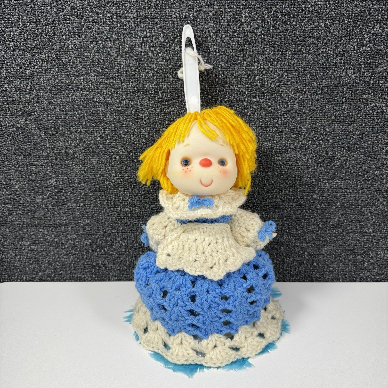 Vintage Feather Duster Handy Dandy Texas Feathers Crochet Doll Cover Blue