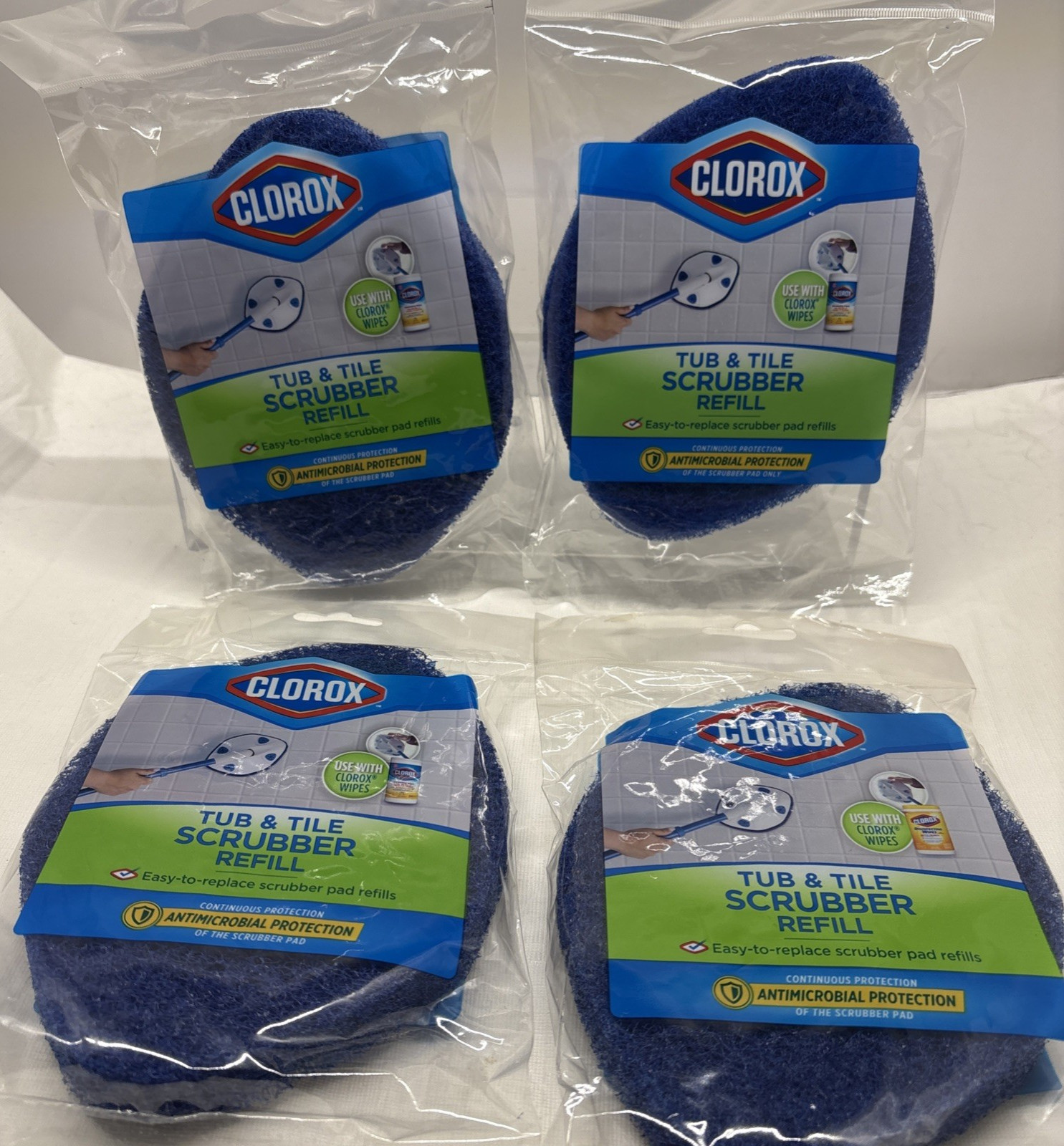 4 X Clorox Tub & Tile Scrubber Refill Non-Scratch Pads (B46
