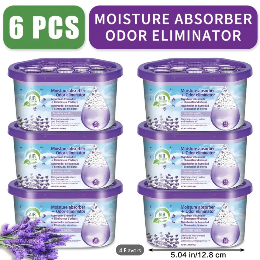 NEW 6 pack Moisture Absorber Odor Eliminator,Lavender scented 6.7 Oz