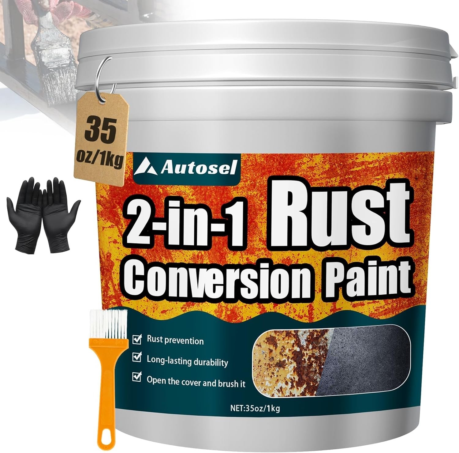 2-In-1 Rust Converter & Metal Primer 35Oz Black – Rust Inhibitor Paint for Metal