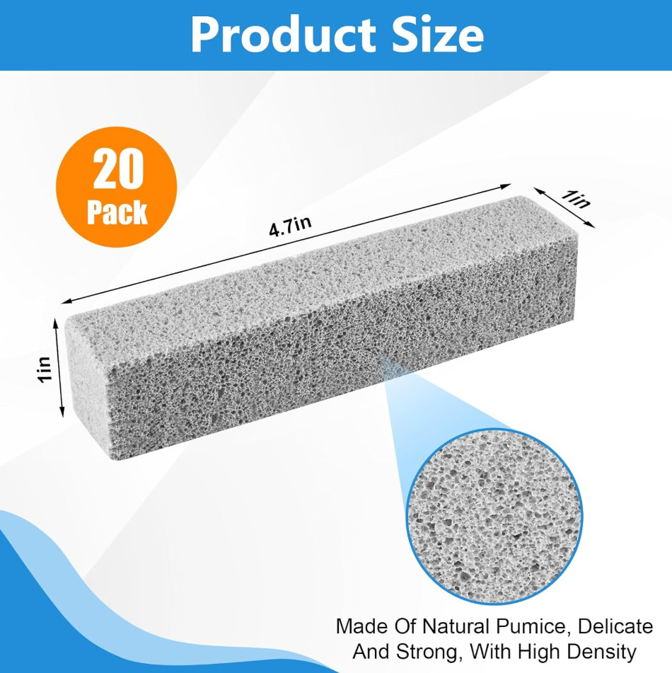 20Pack Pumice Stone for Toilet Cleaning Bowl Stick,Powerfully Cleans Hard Water