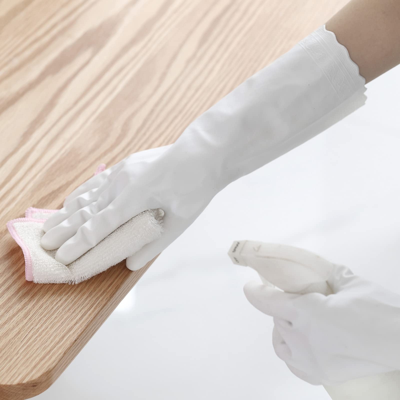 Bamllum Rubber Cleaning Gloves – 3 Pairs Latex Free Medium, Blue+pink+white