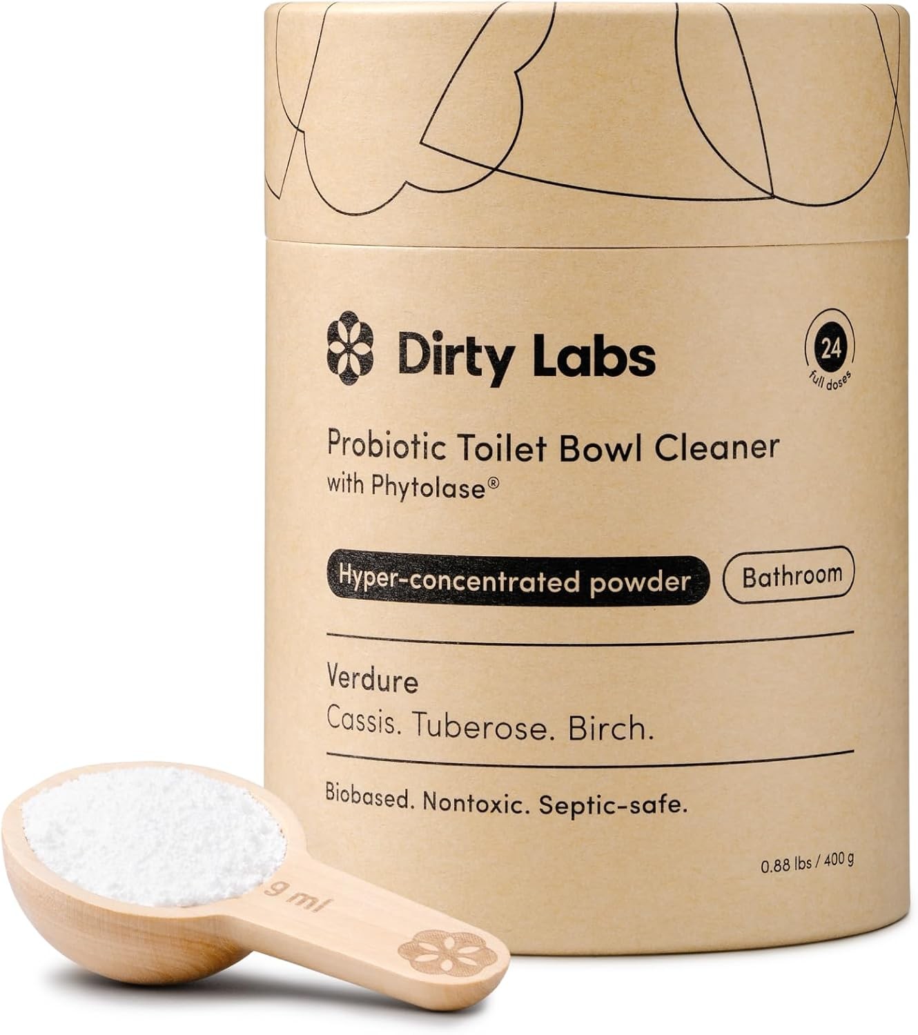 Dirty Labs Toilet Bowl Cleaner Powder 24 Doses Bio Enzyme Septic Safe