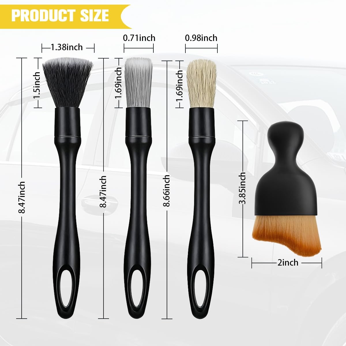 5 Pcs Car Detailing Brush Kit Automotive Interior Exterior Detailing Kit