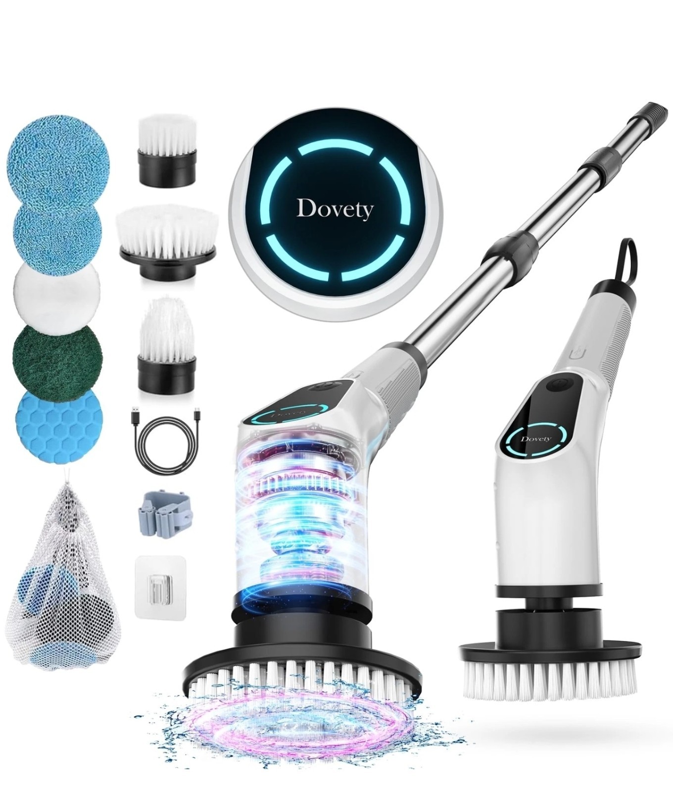 Dovety Electric Spin Scrubber Cordless Cleaning Brush Shower Scrubber, 9 in 1