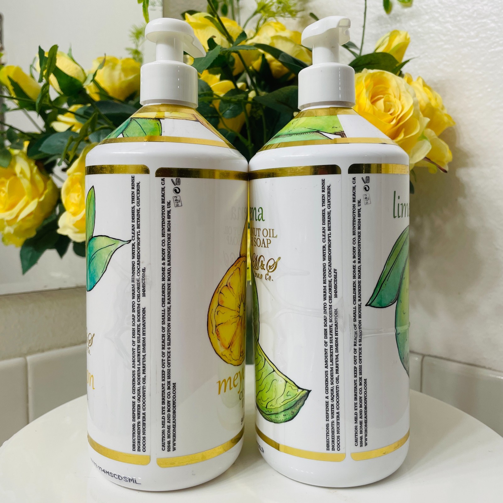 2X Home & Body Co Lemon Verbena Dish Soap Gel Wash Large Size 946ml / 32 fl oz