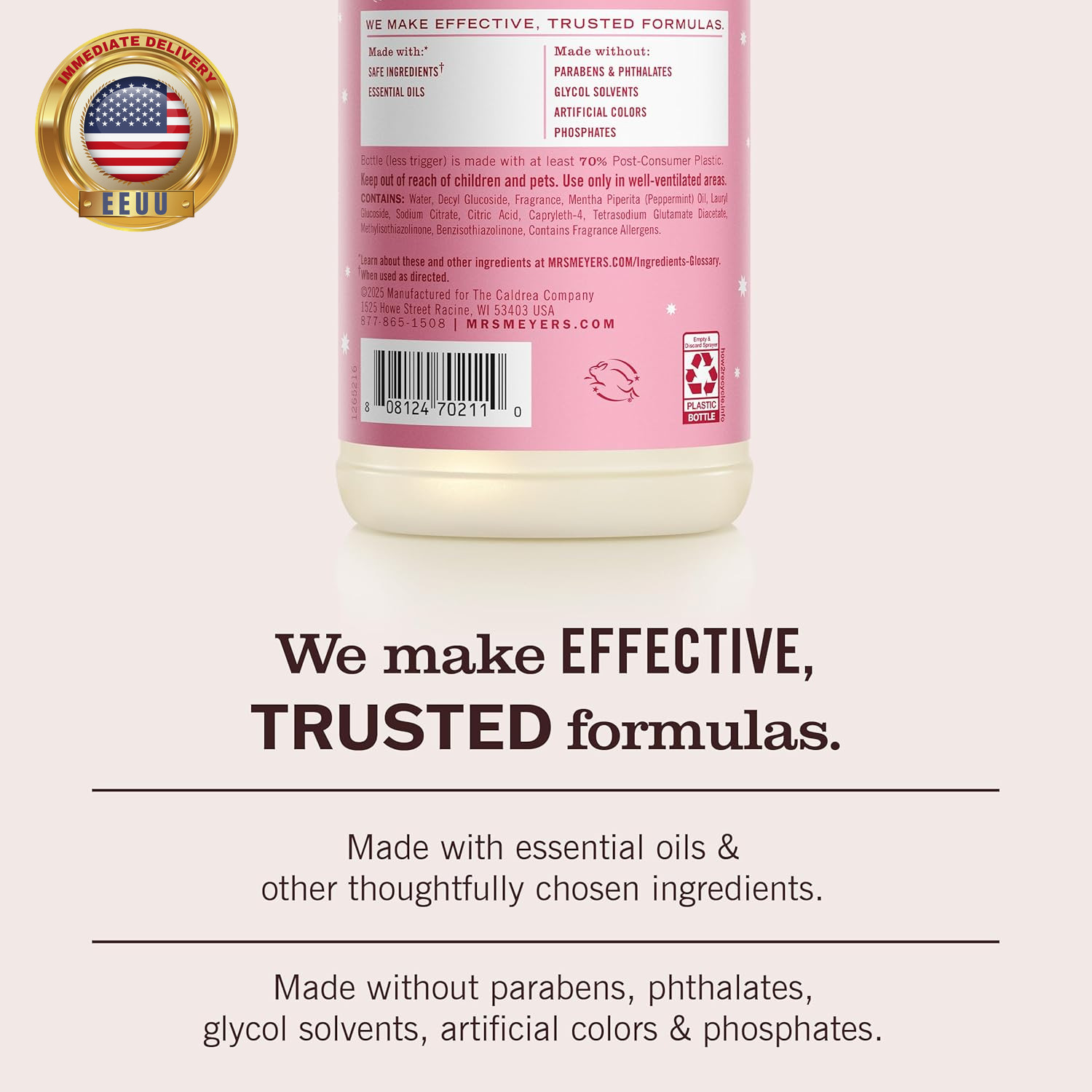 MRS. MEYER’S CLEAN DAY Multi-Surface Everyday Cleaner, Peppermint Scent, 16 Fl O