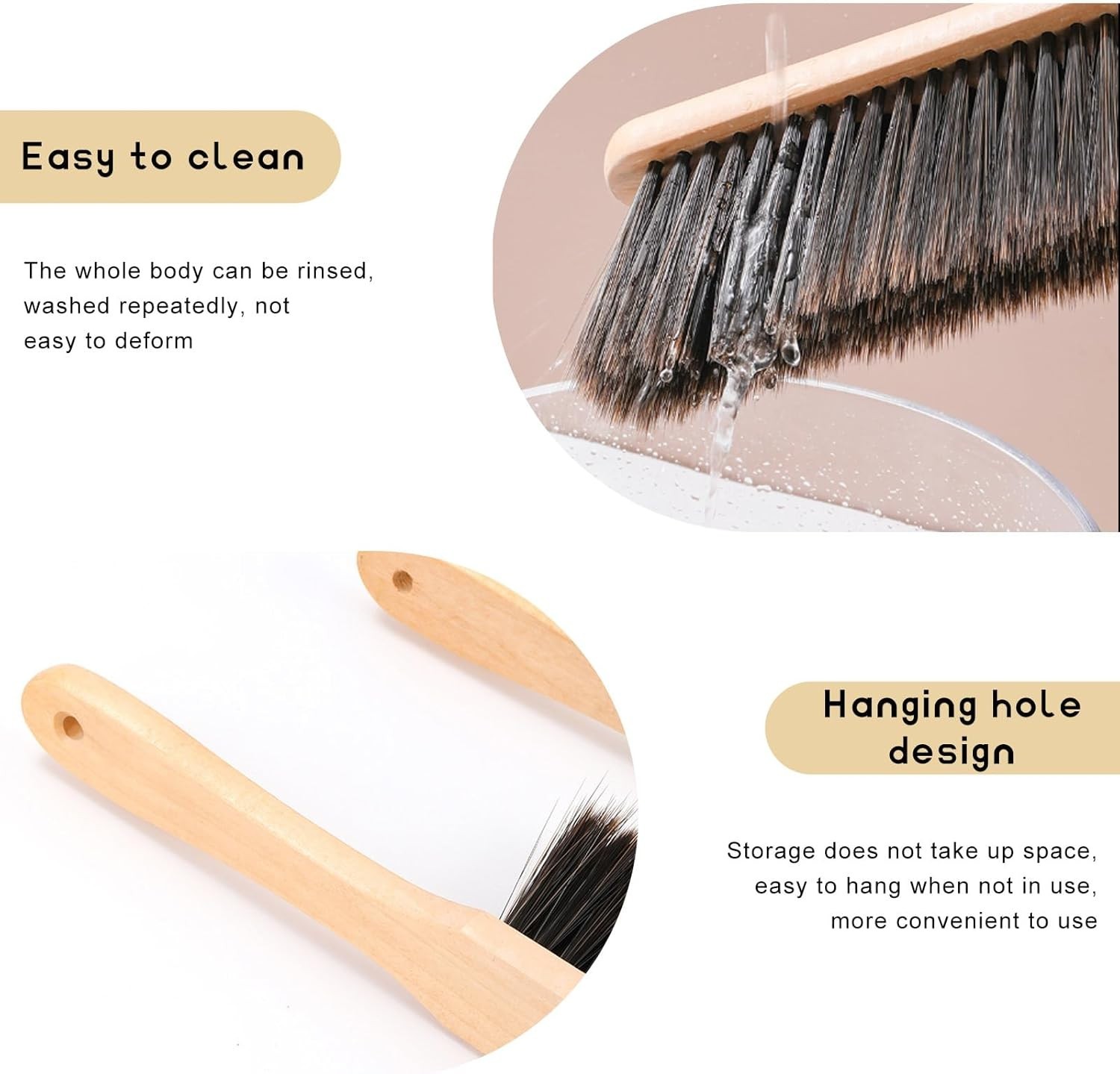 Wooden Dust Brush, 14 Inch Bench Brush Horse Hair Brush Hand Broom Counter Duste