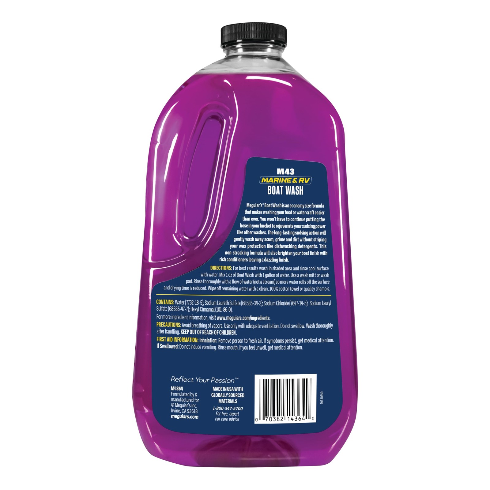 Meguiar’s M43 Marine/RV Boat Wash, pH-Balanced 64 Fl Oz (Pack of 1), PURPLE