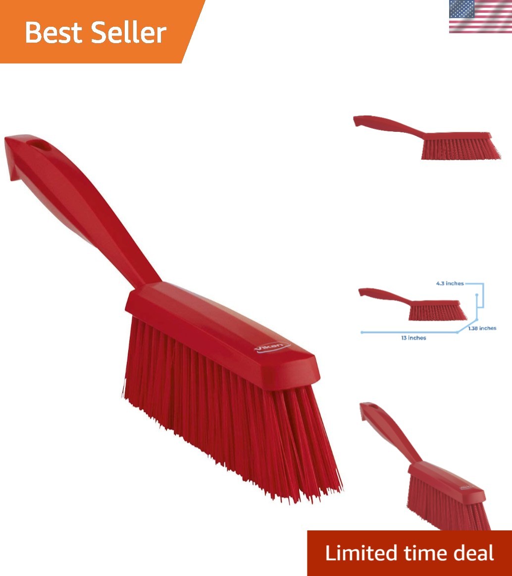 Ergonomic 14-Inch Red Dustpan Brush – Flexible Family Essential for Clean Homes