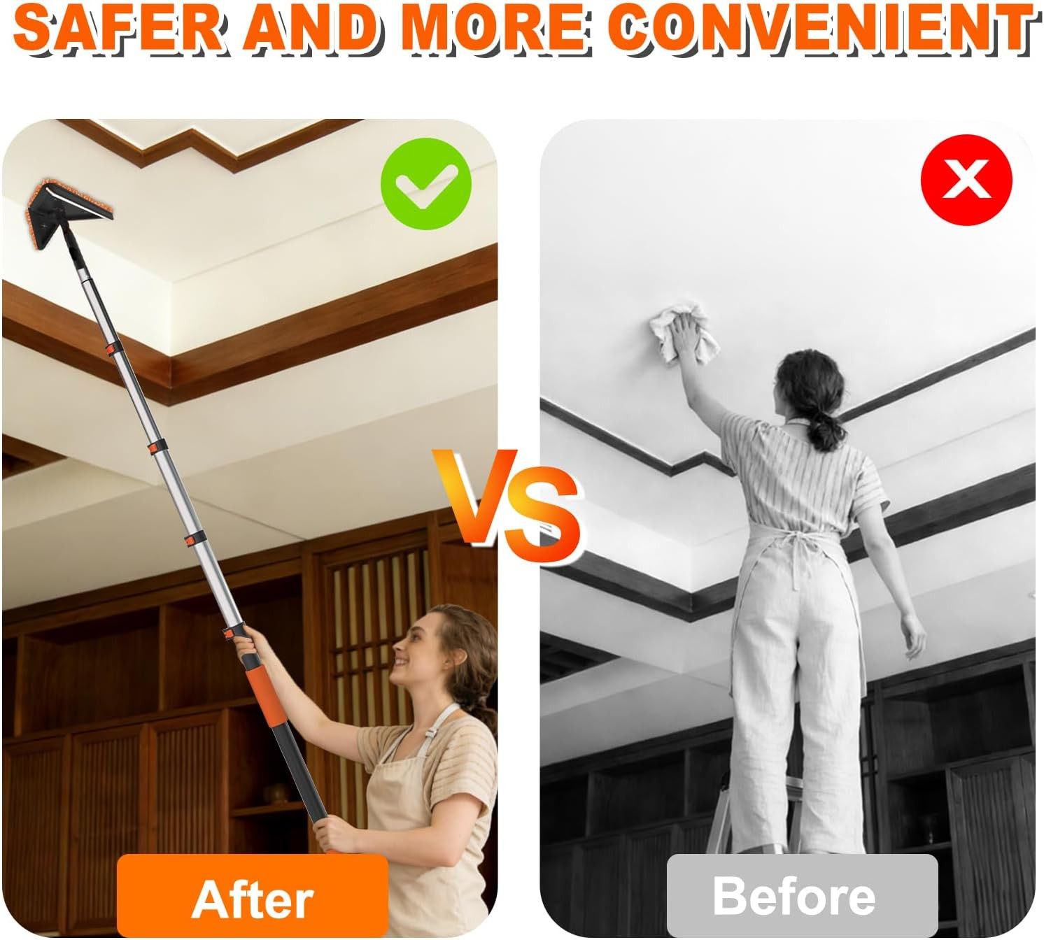 26FT Reach Duster Cleaner Kit, Dusters for Cleaning with Extension Pole, Baseboa