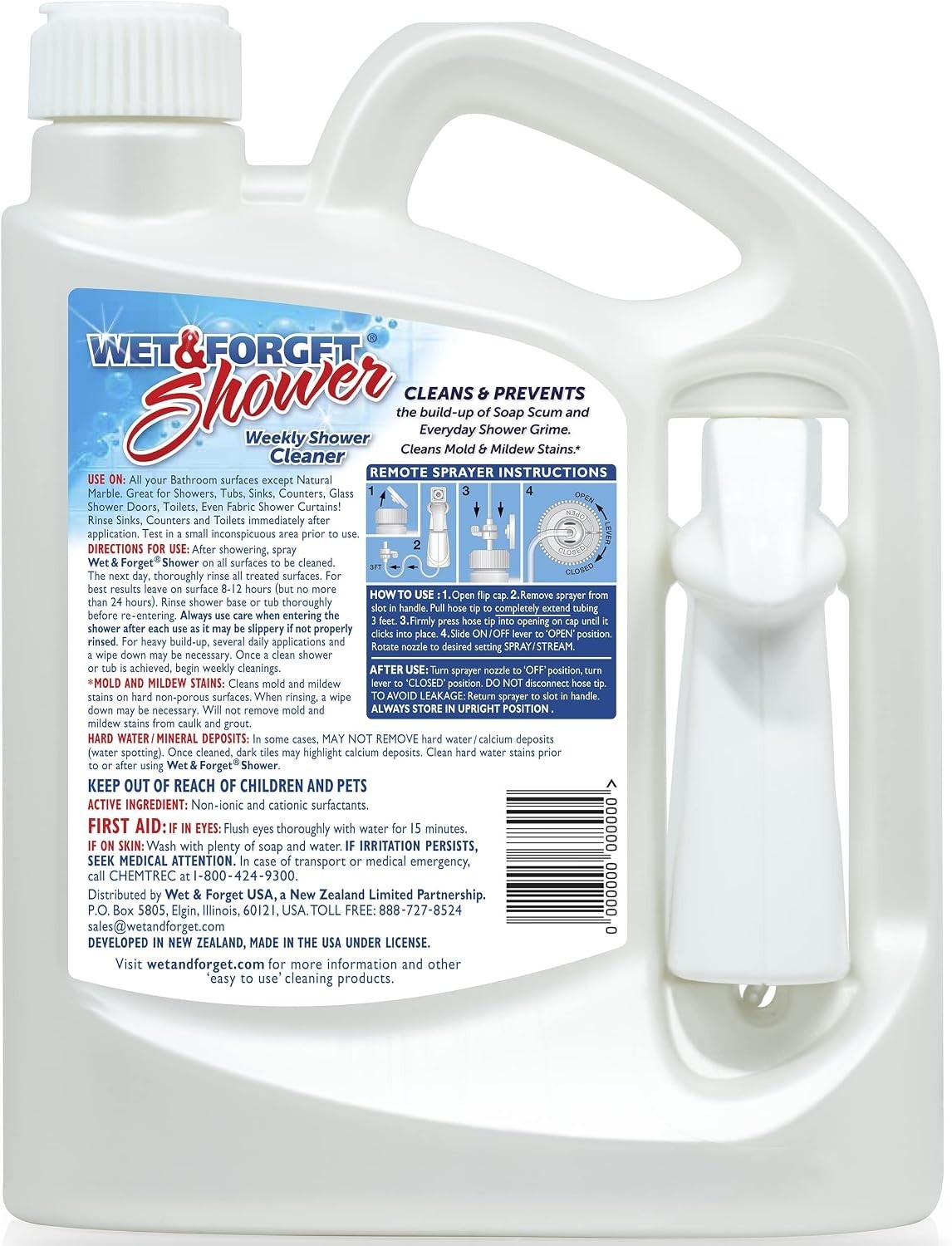 Effortless Vanilla-Scented Shower Cleaner – 64 Oz No Scrub, Bleach-Free Formula