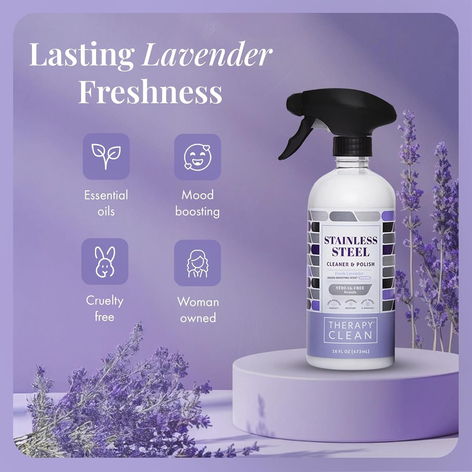 Therapy Stainless Steel Cleaner & Polish Fingerprint Remover Lavender Scent