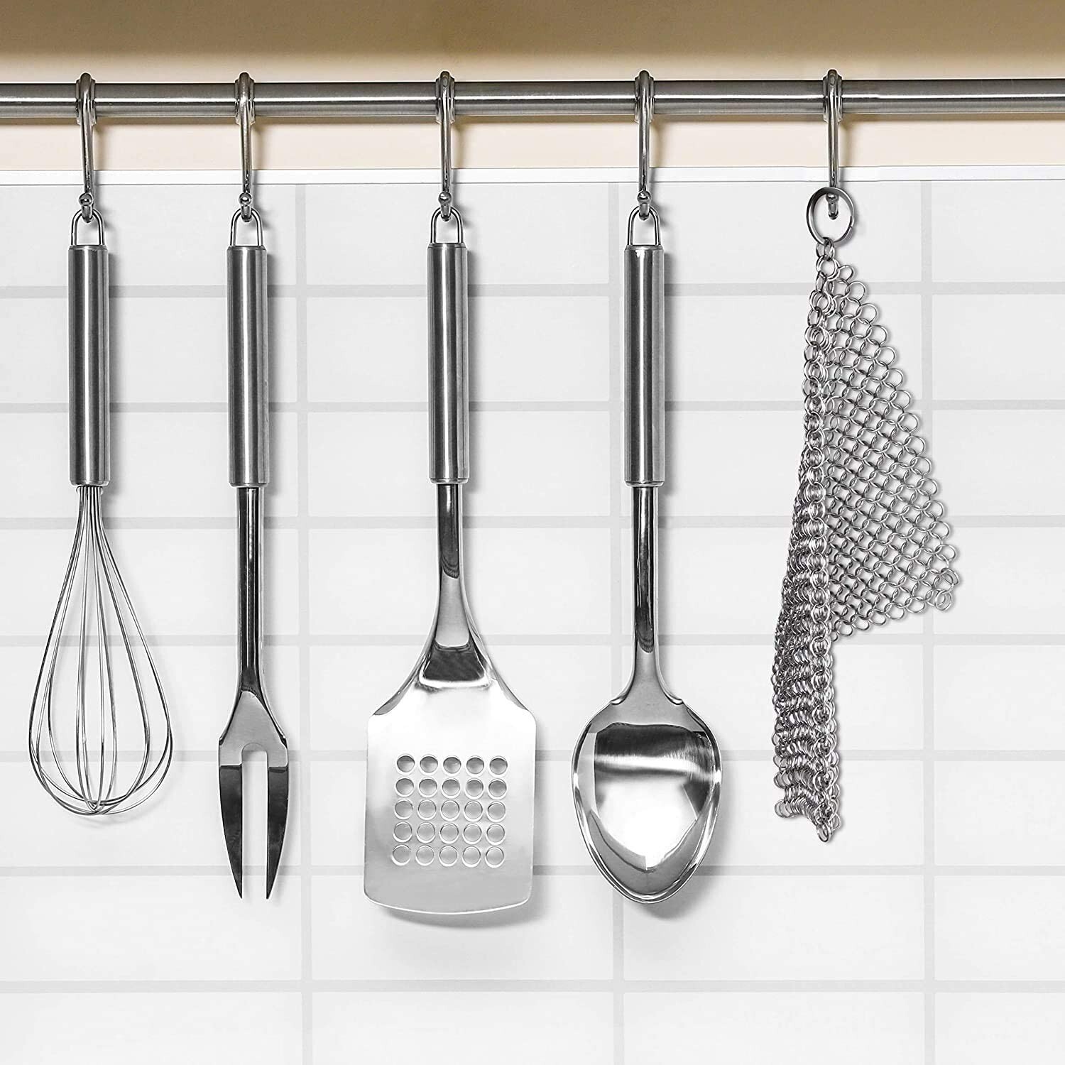 Iron Cast Cleaner Chainmail Scrubber Grill Scraper Kitchen Stainless Steel 7X7
