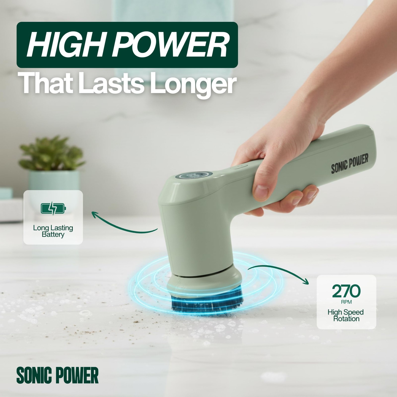 Electric Spin Scrubber – Handheld & Ergonomic, IPX7 Waterproof, 4 Multi-Purpo…