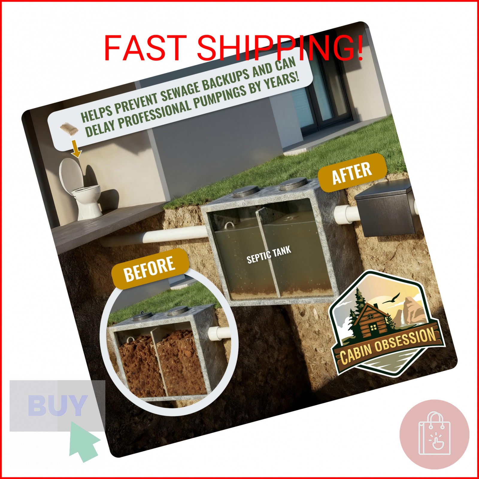 Septic Tank Treatment – 1 Year Supply of Septic Safe Dissolvable Easy Flush Live