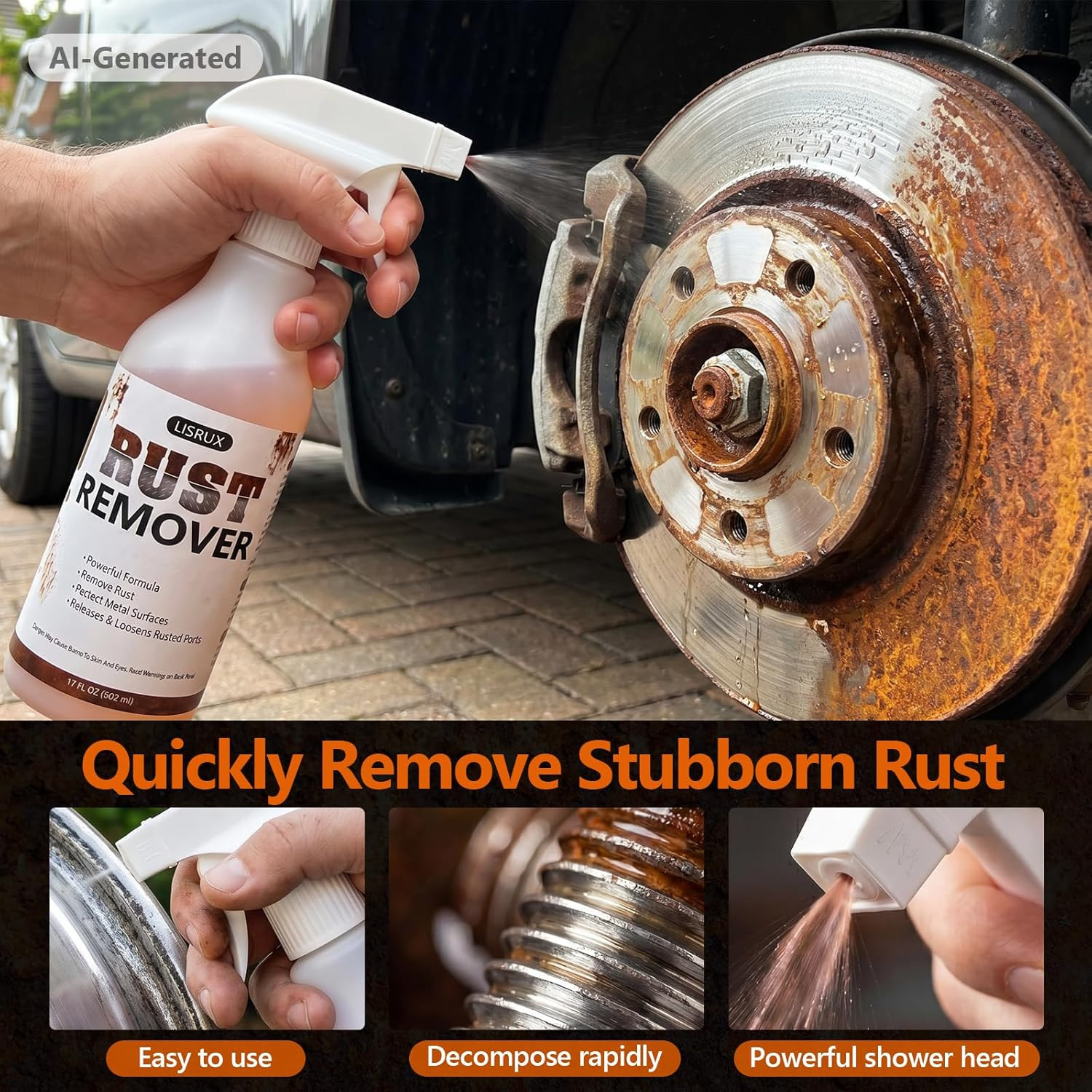 Rust Remover Spray for Metal, 17 Fl Oz, Upgraded Metal Cleaner, Highly Concentra