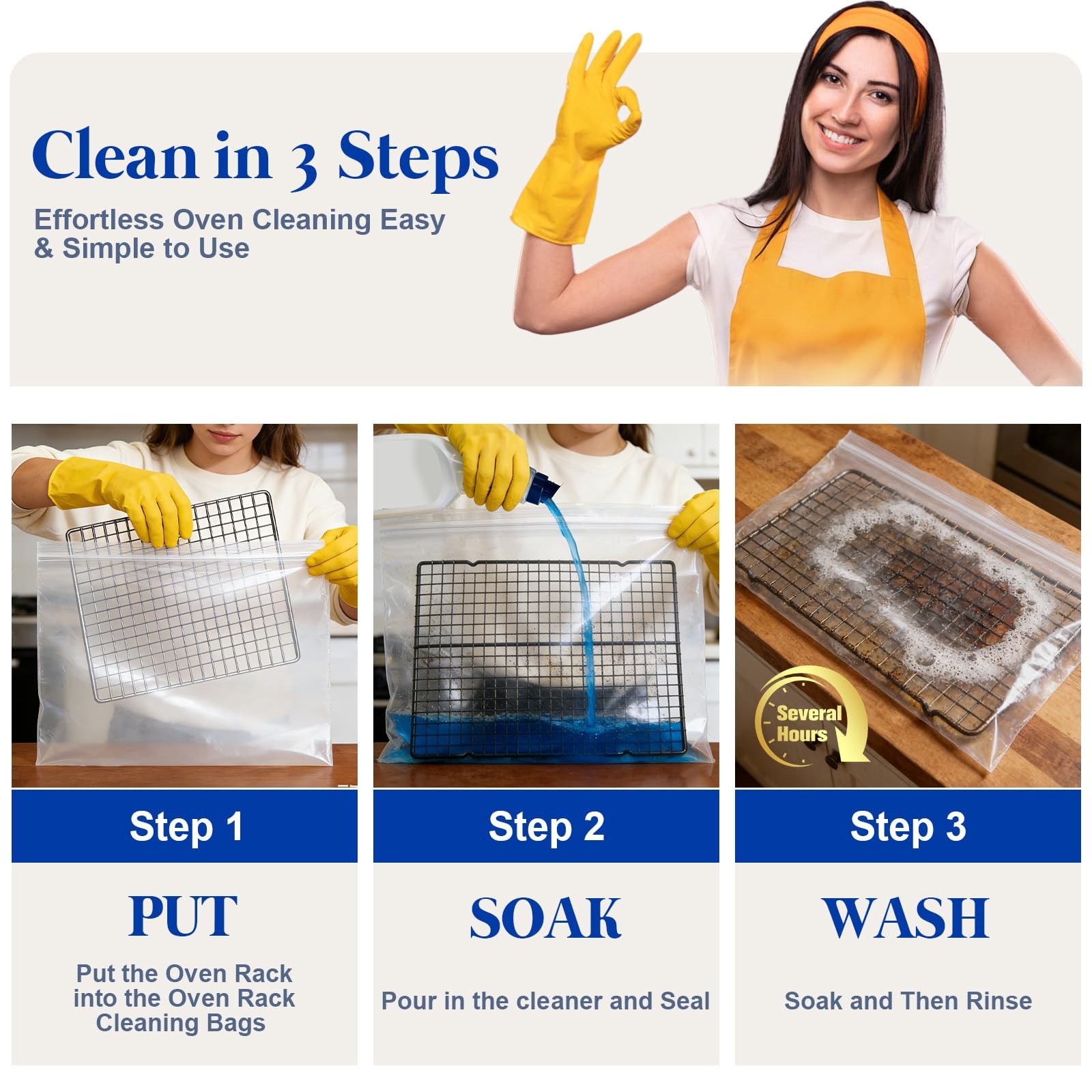 Oven Rack Cleaning Bags 19.6 x 27.5 Inch, 5 Pack