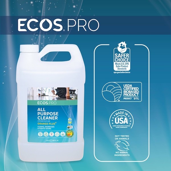 Ecos Pro Pl9706/04 All Purpose Cleaner, Jug, 1 Gal, Orange, 4 Pk